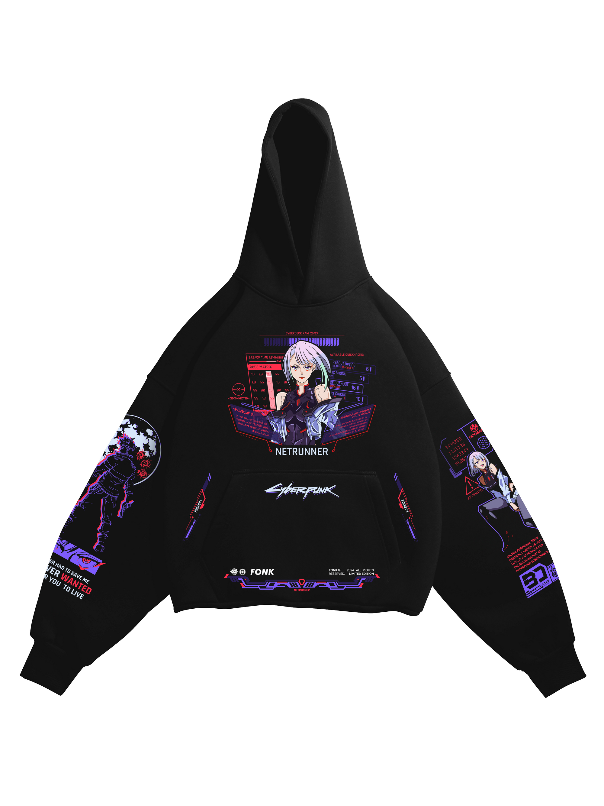 Hoodie Lucy - Cyberpunk anime, unisex, black
