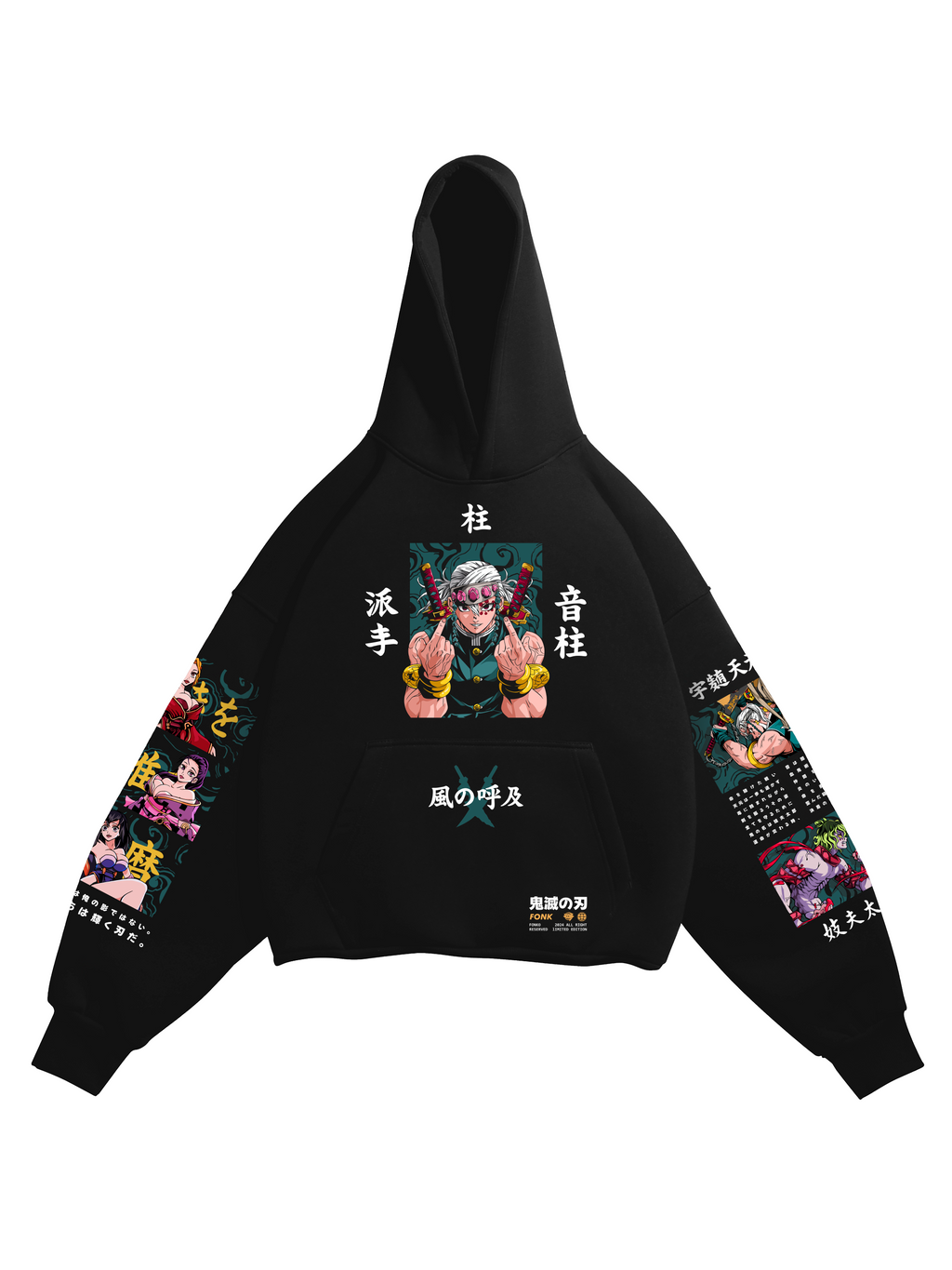 Hoodie Uzui Tengen - Demon Slayer anime, unisex, black