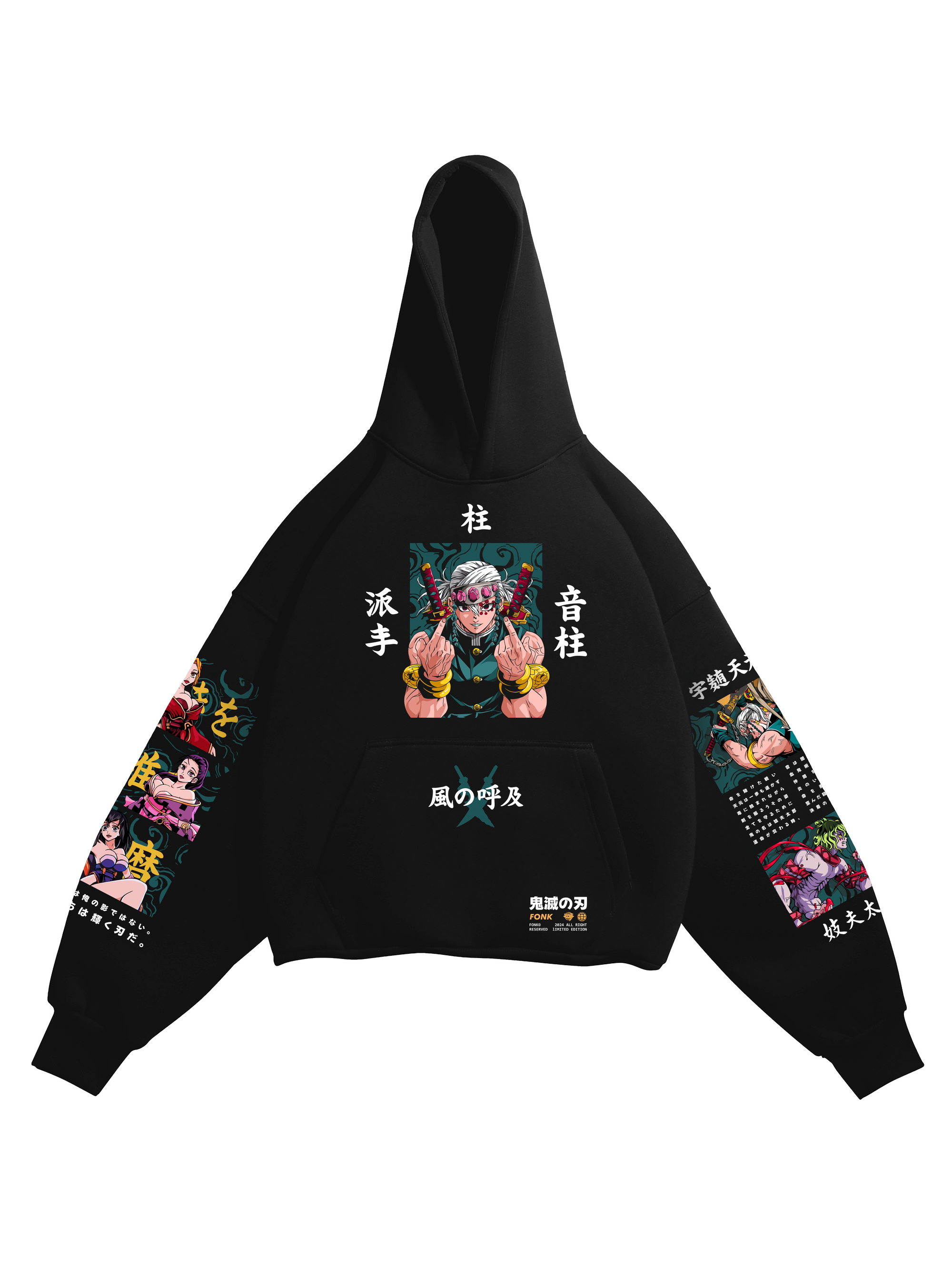 Hoodie Uzui Tengen - Demon Slayer anime, unisex, black