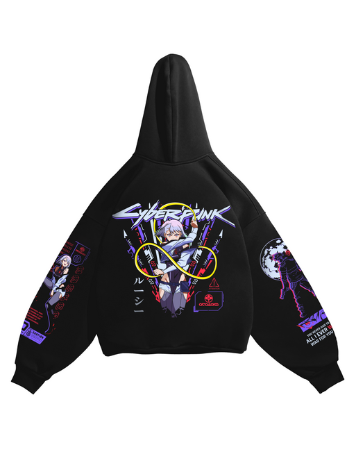 Hoodie Lucy - Cyberpunk anime, unisex, black