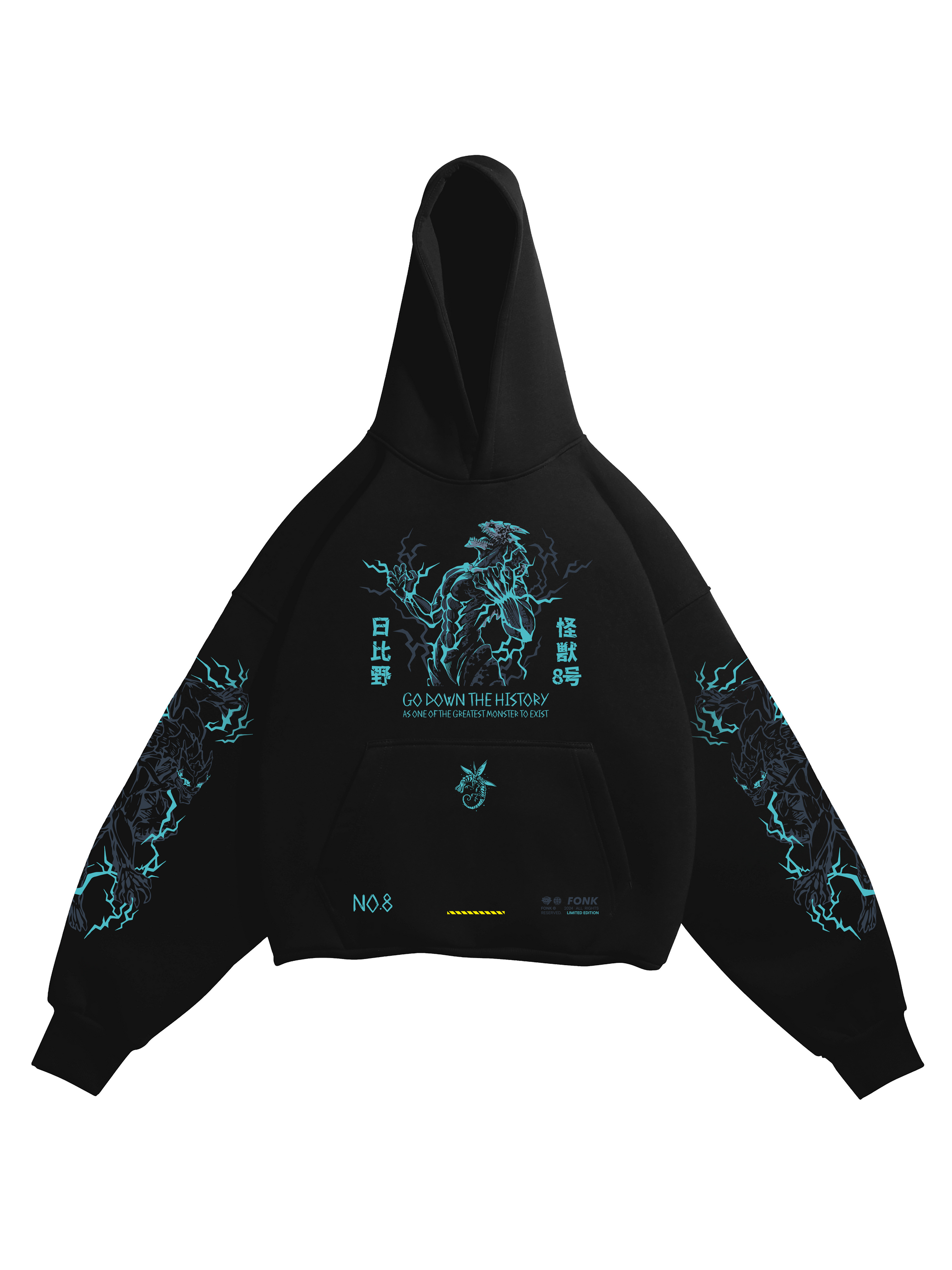 Hoodie Kafka Hibino - Kaiju №8 anime, unisex, black