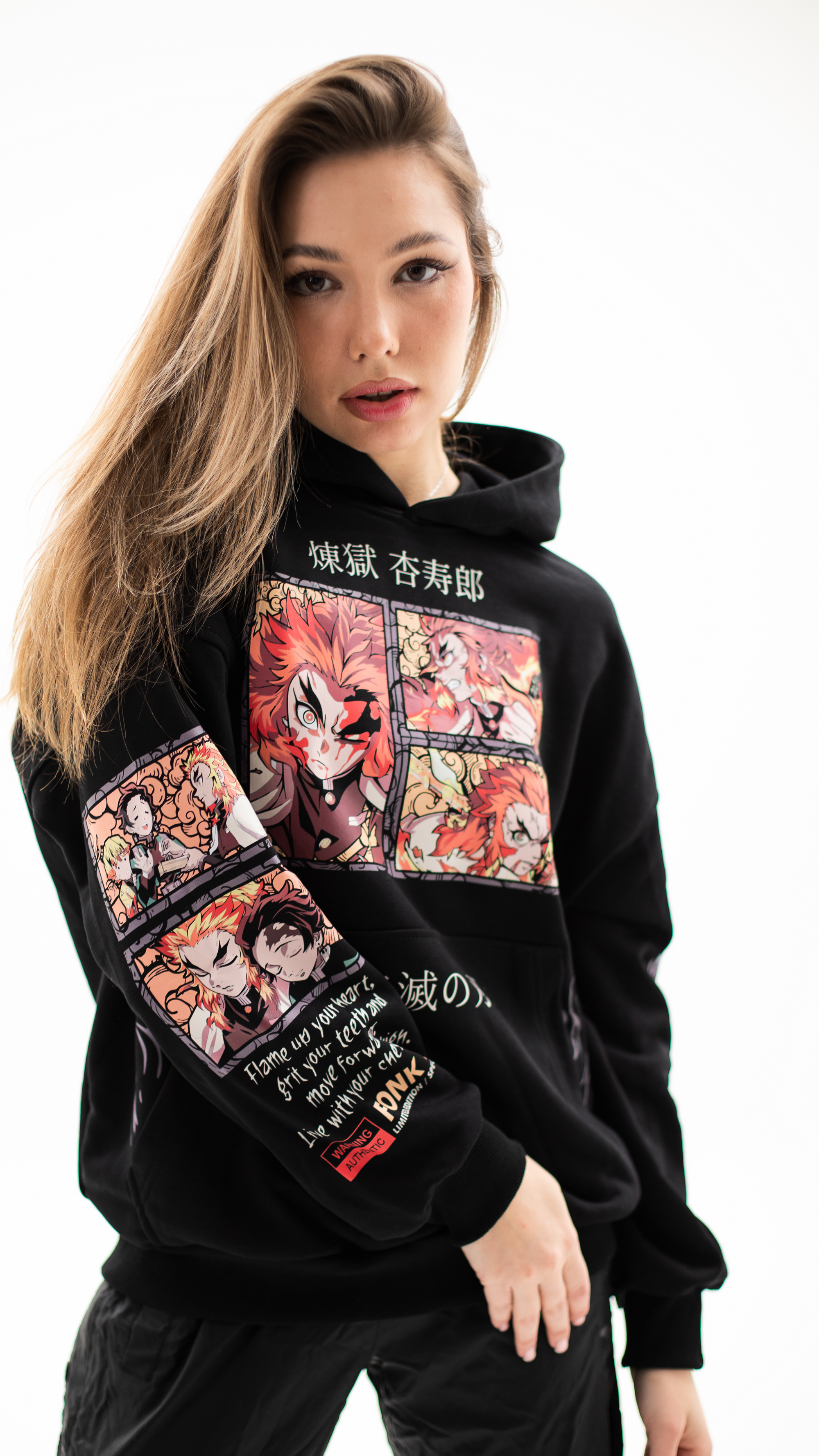 Hoodie Rengoku  - Demon Slayer anime, unisex, black