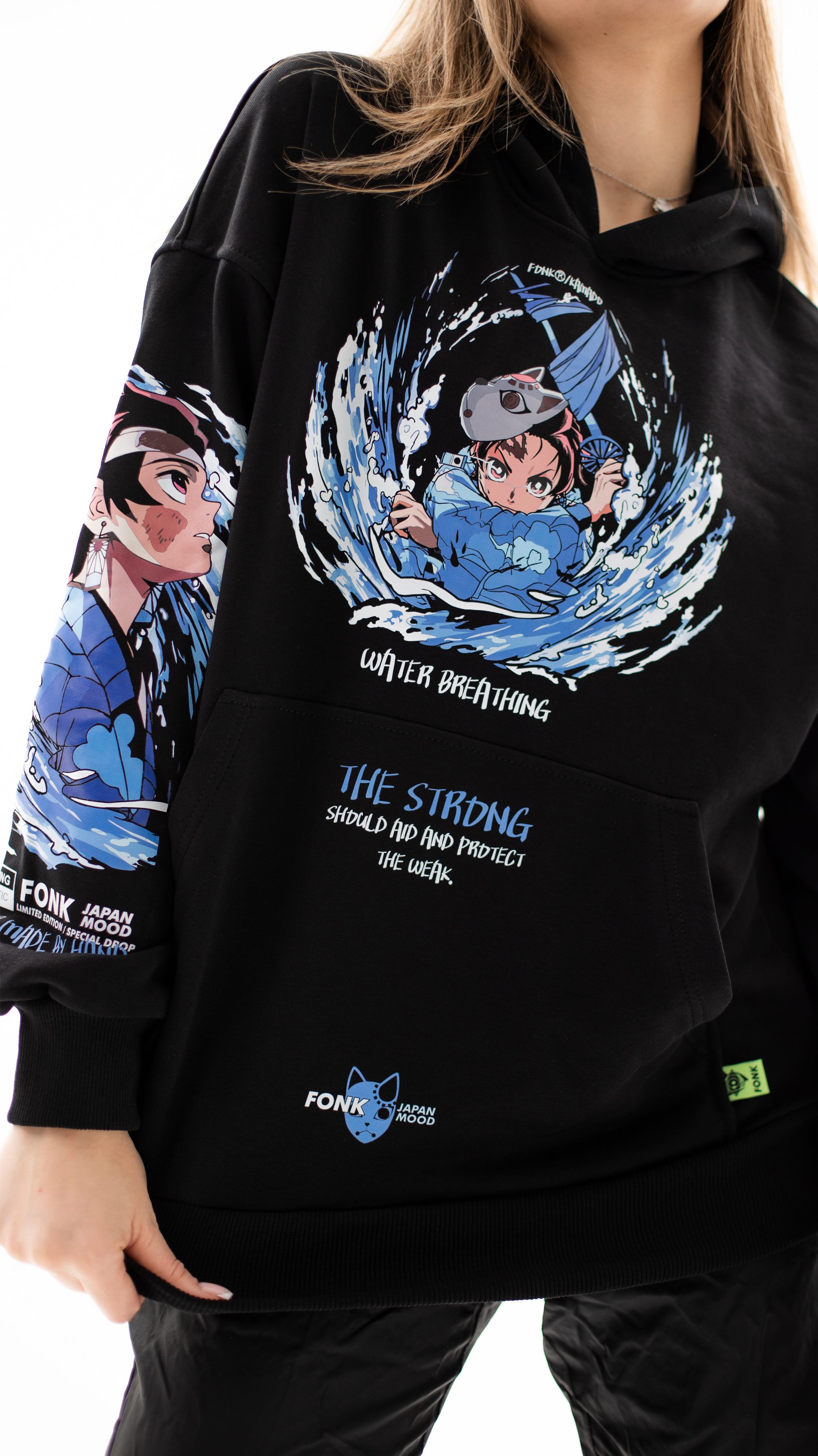 Hoodie Tanjiro Kamado  - Demon Slayer anime, unisex, black