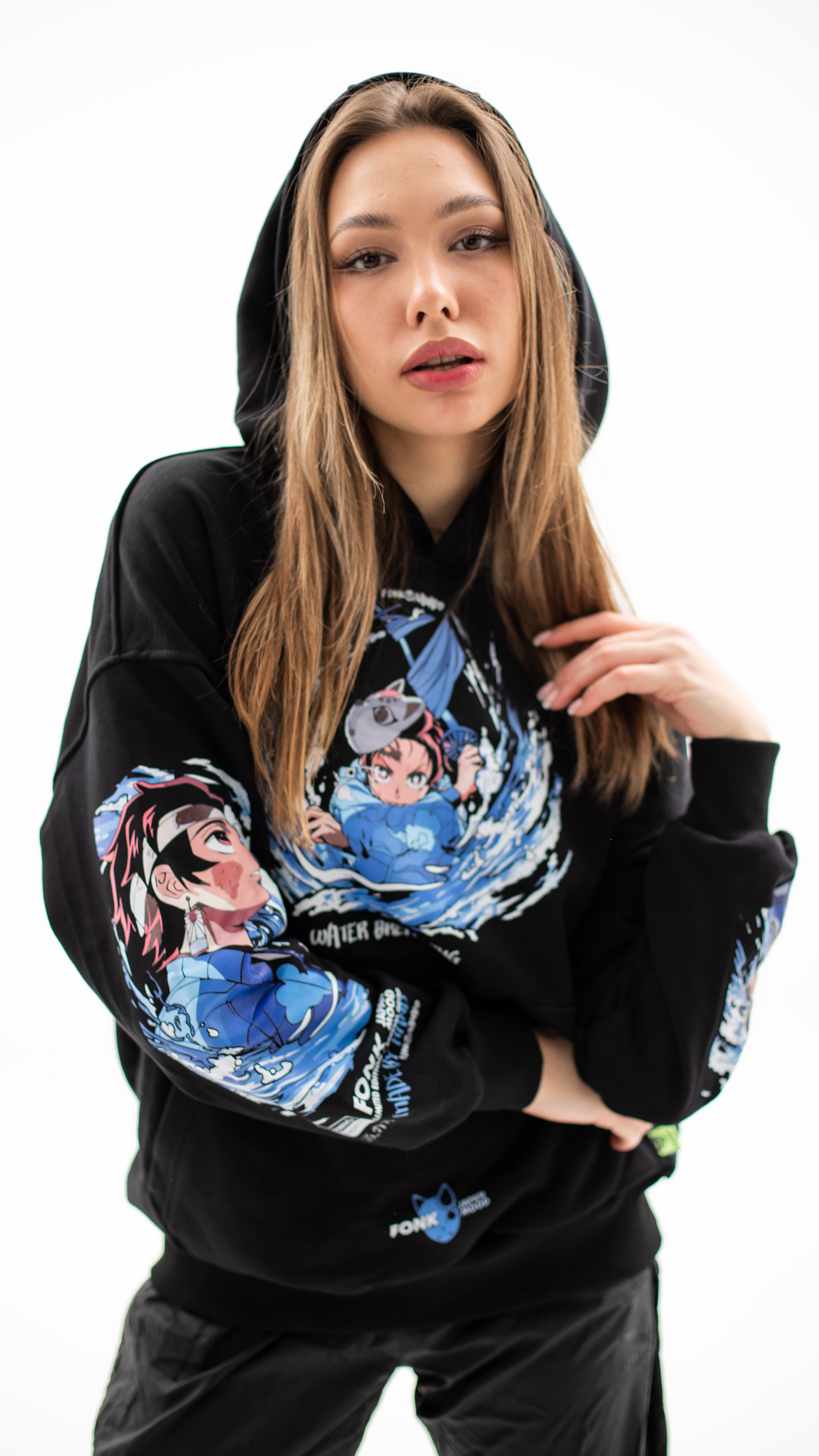 Hoodie Tanjiro Kamado  - Demon Slayer anime, unisex, black