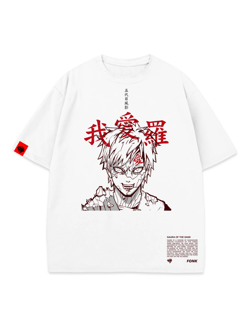 T-SHIRT Gaara - Naruto anime, unisex, white