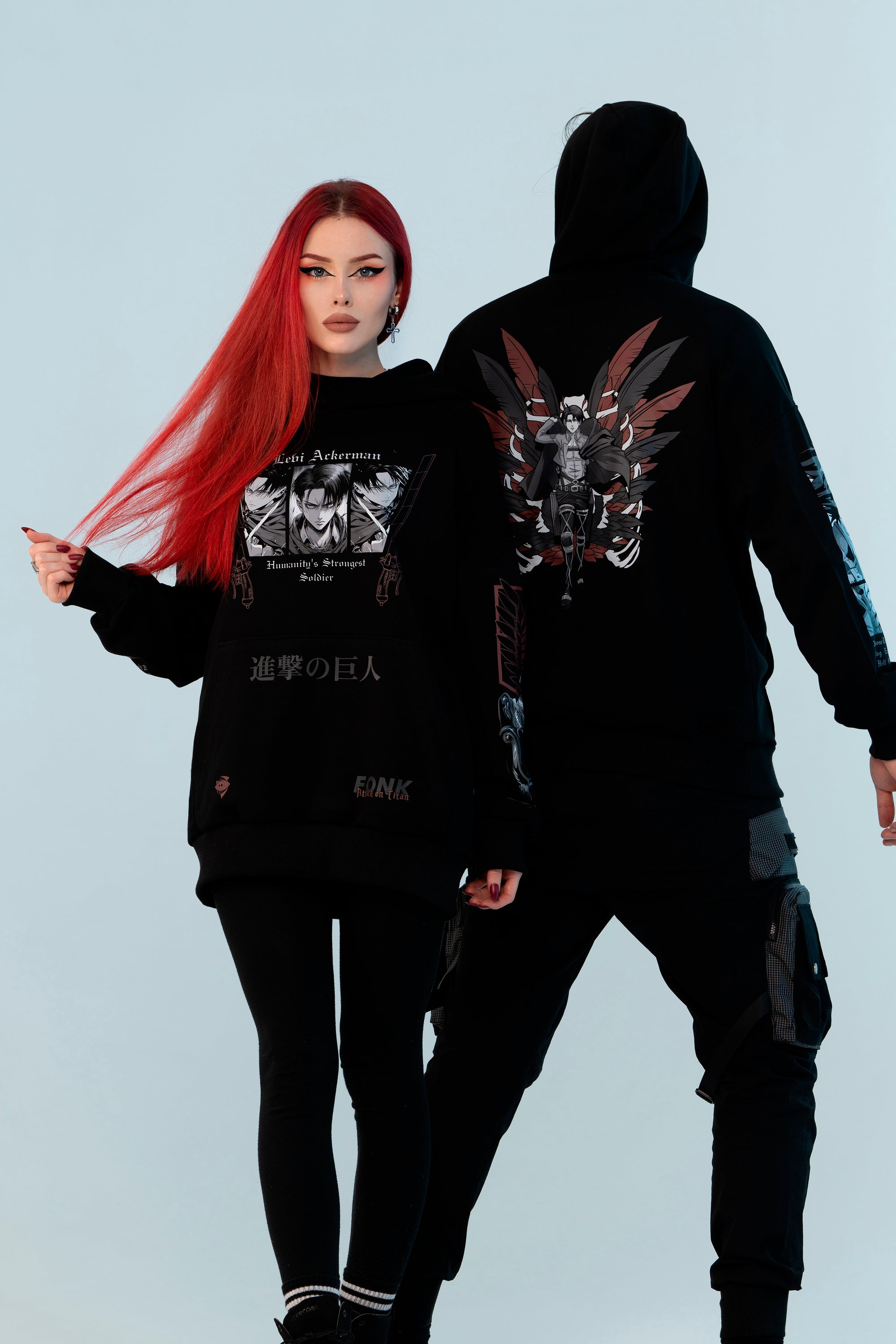 Hoodie Levi Ackerman - AOT anime, unisex, black