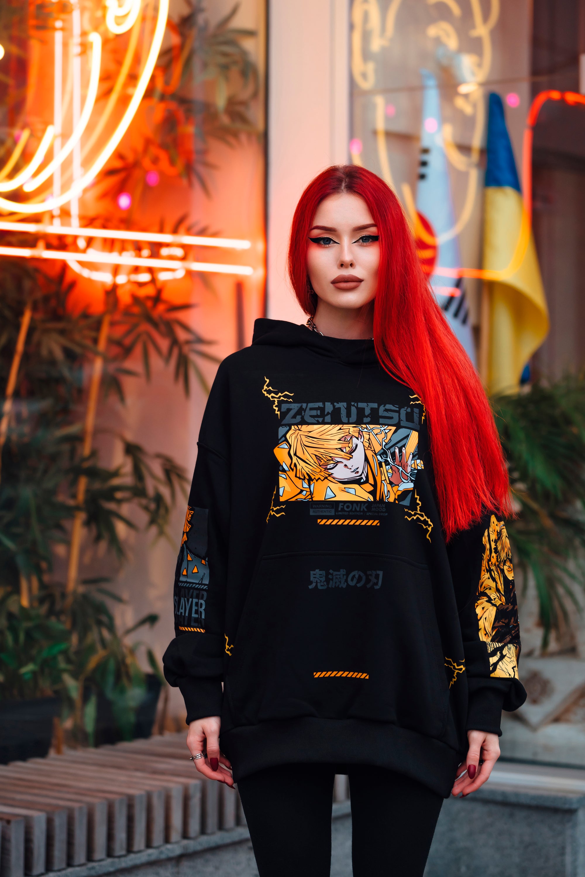 Hoodie Zenitsu - Demon Slayer anime, unisex, black