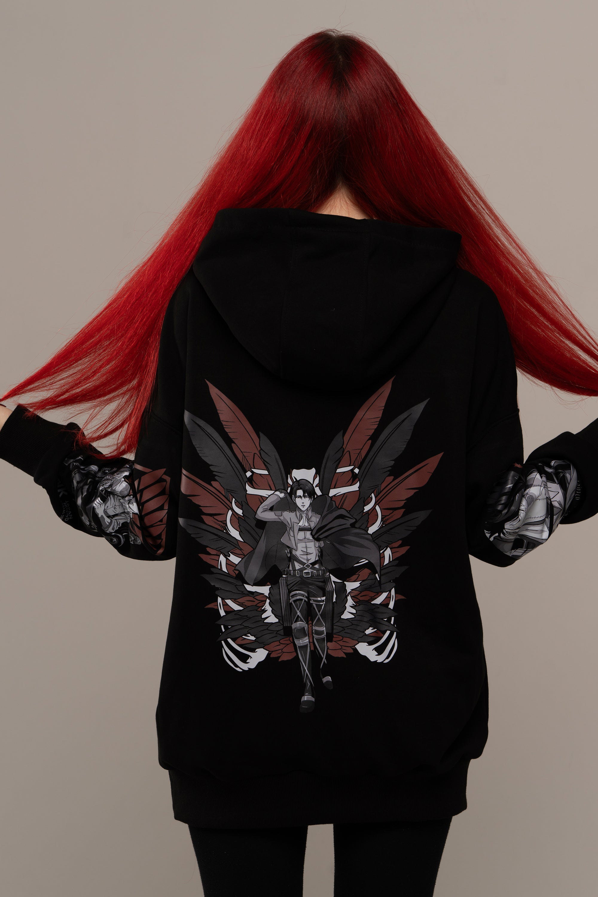 Hoodie Levi Ackerman - AOT anime, unisex, black