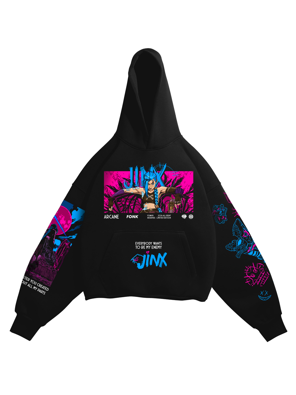 Hoodie Jinx - Arcane, unisex, black