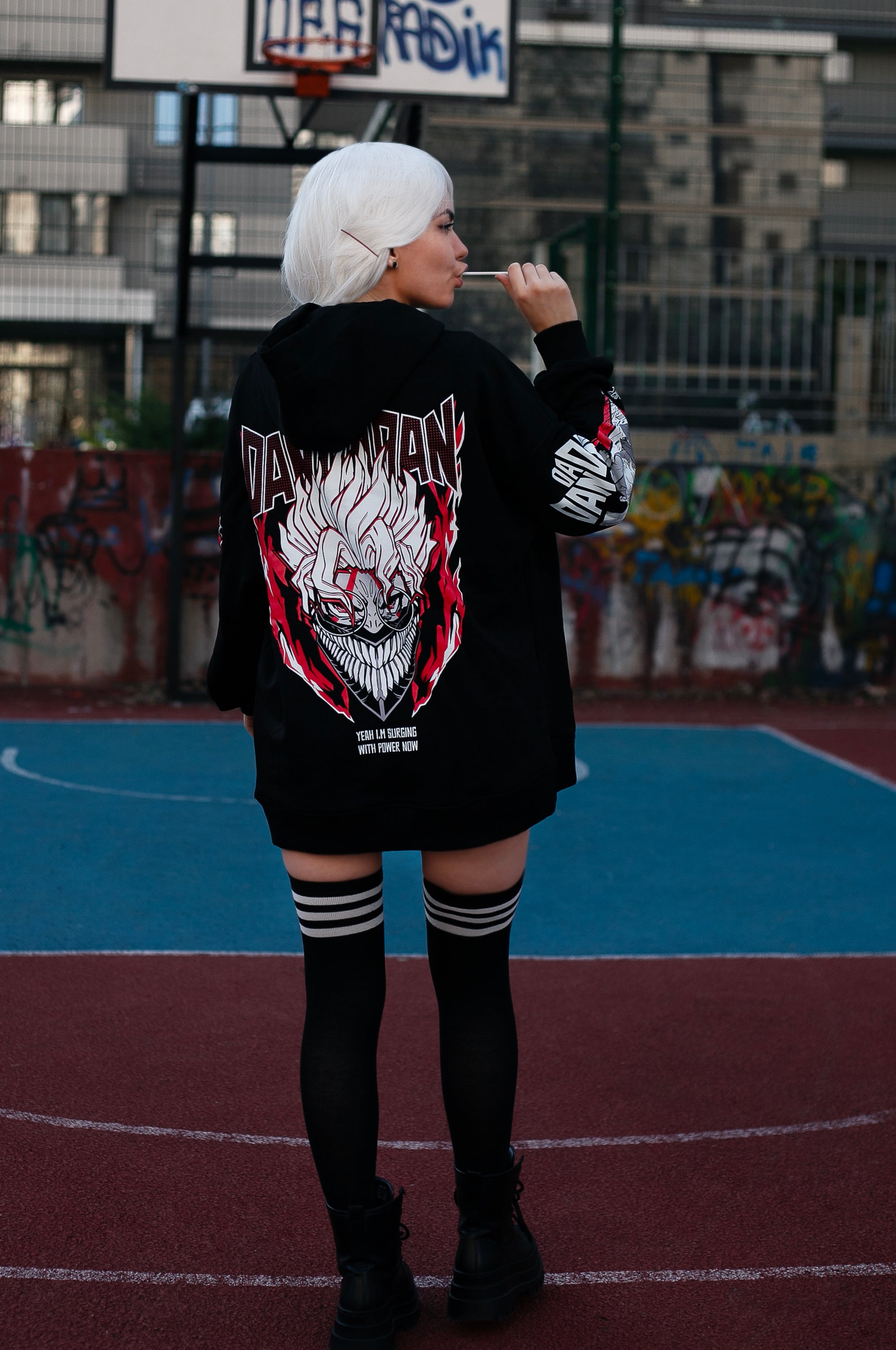 Hoodie Turbo okarun - Dandadan anime, unisex, black