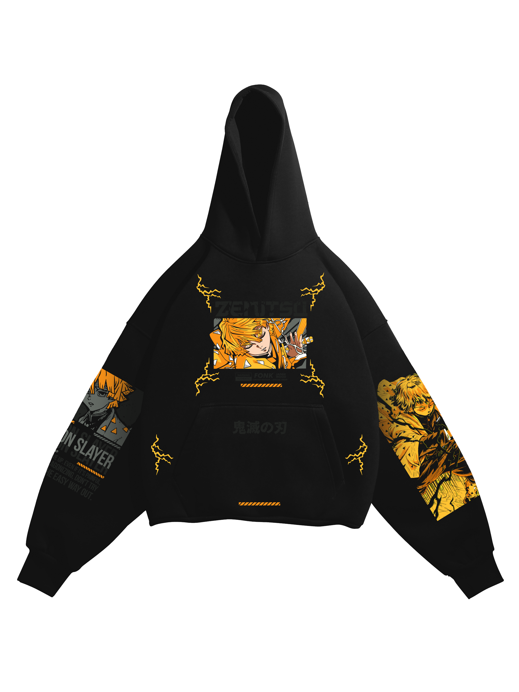 Hoodie Zenitsu - Demon Slayer anime, unisex, black