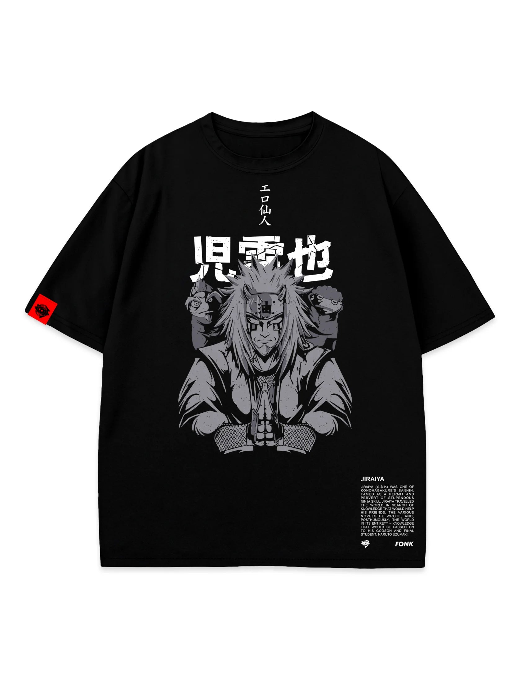 T-SHIRT JIRAIYA - Naruto anime, unisex, black