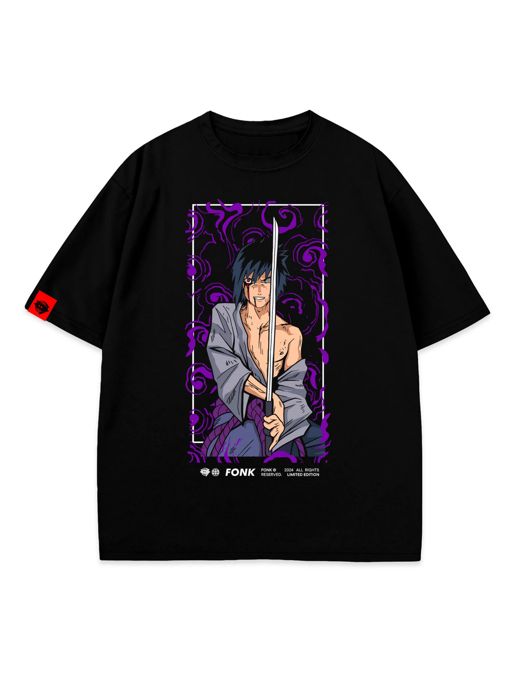 T-SHIRT Sasuke - Naruto anime, unisex, black