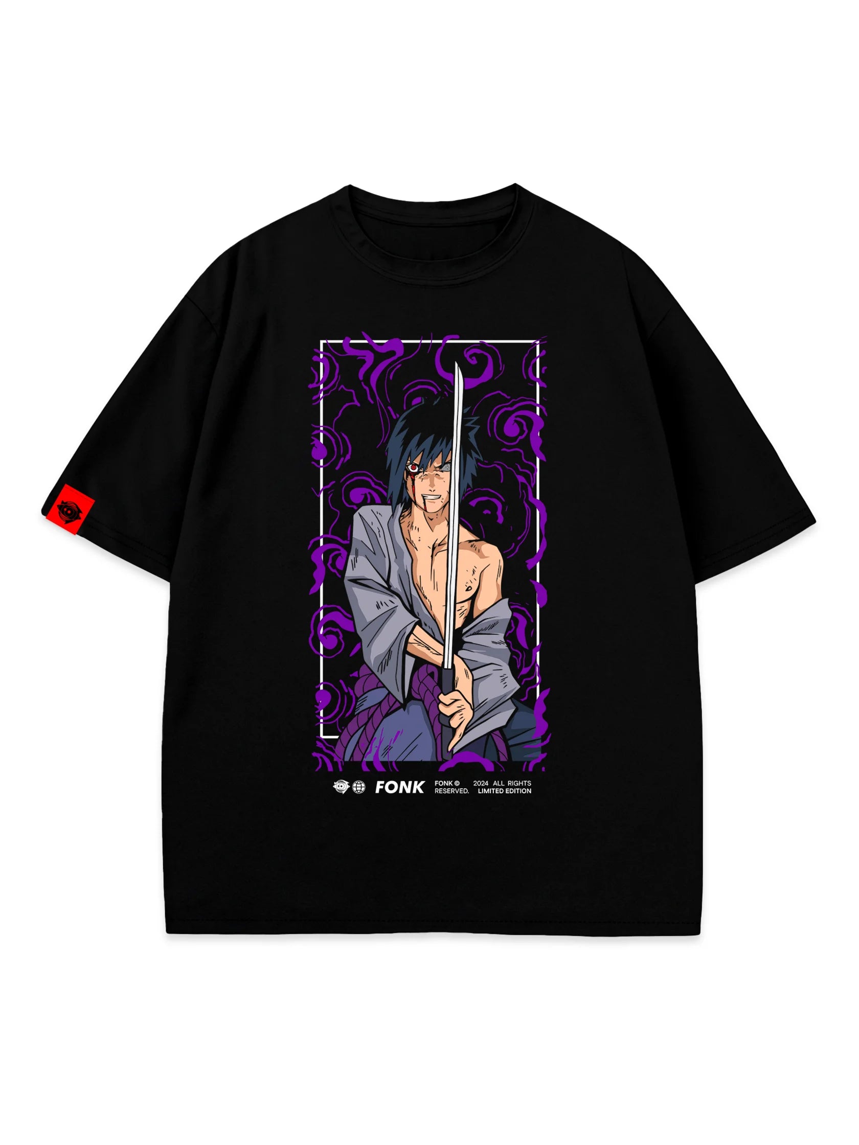T-SHIRT Sasuke - Naruto anime, unisex, black