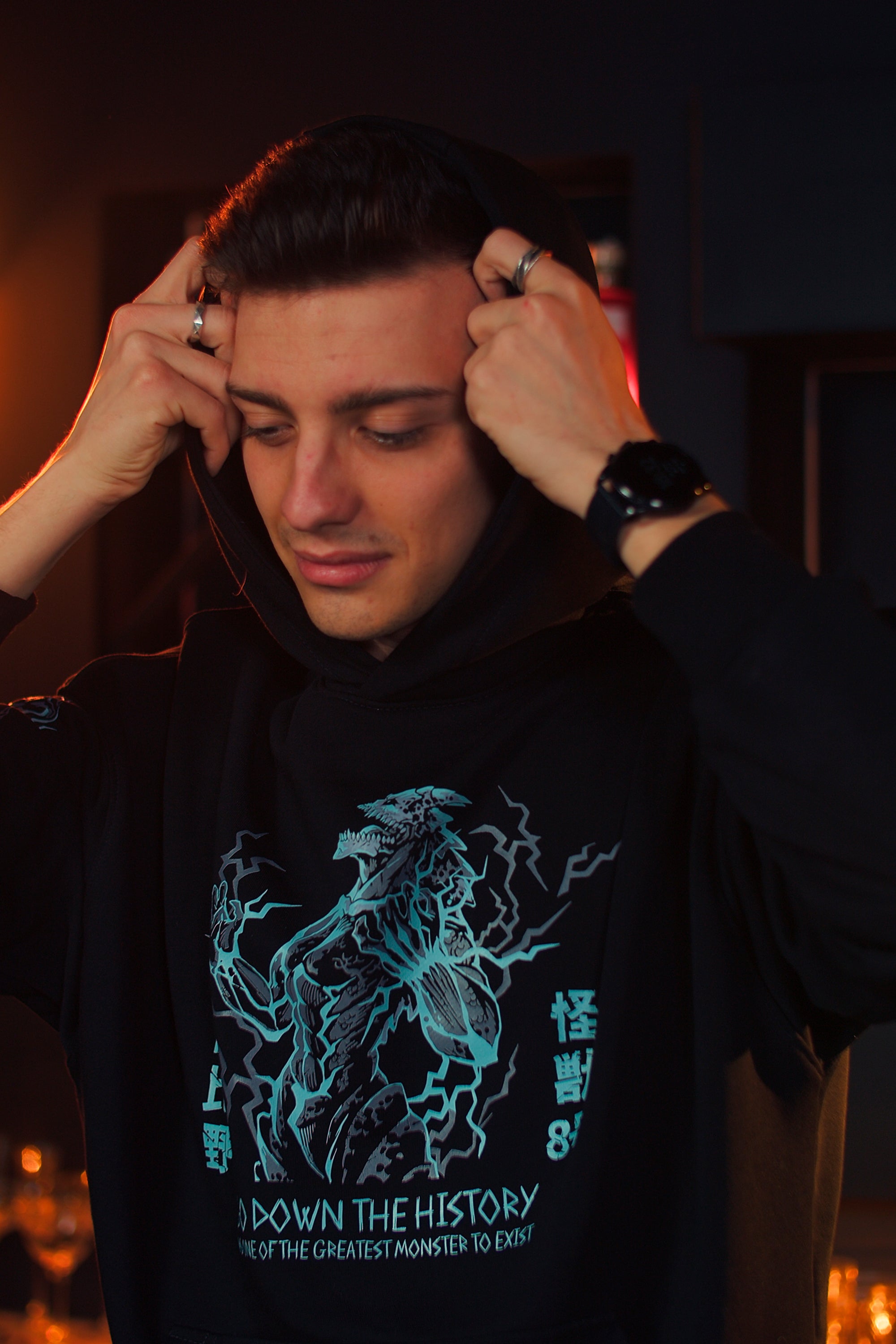 Hoodie Kafka Hibino - Kaiju №8 anime, unisex, black