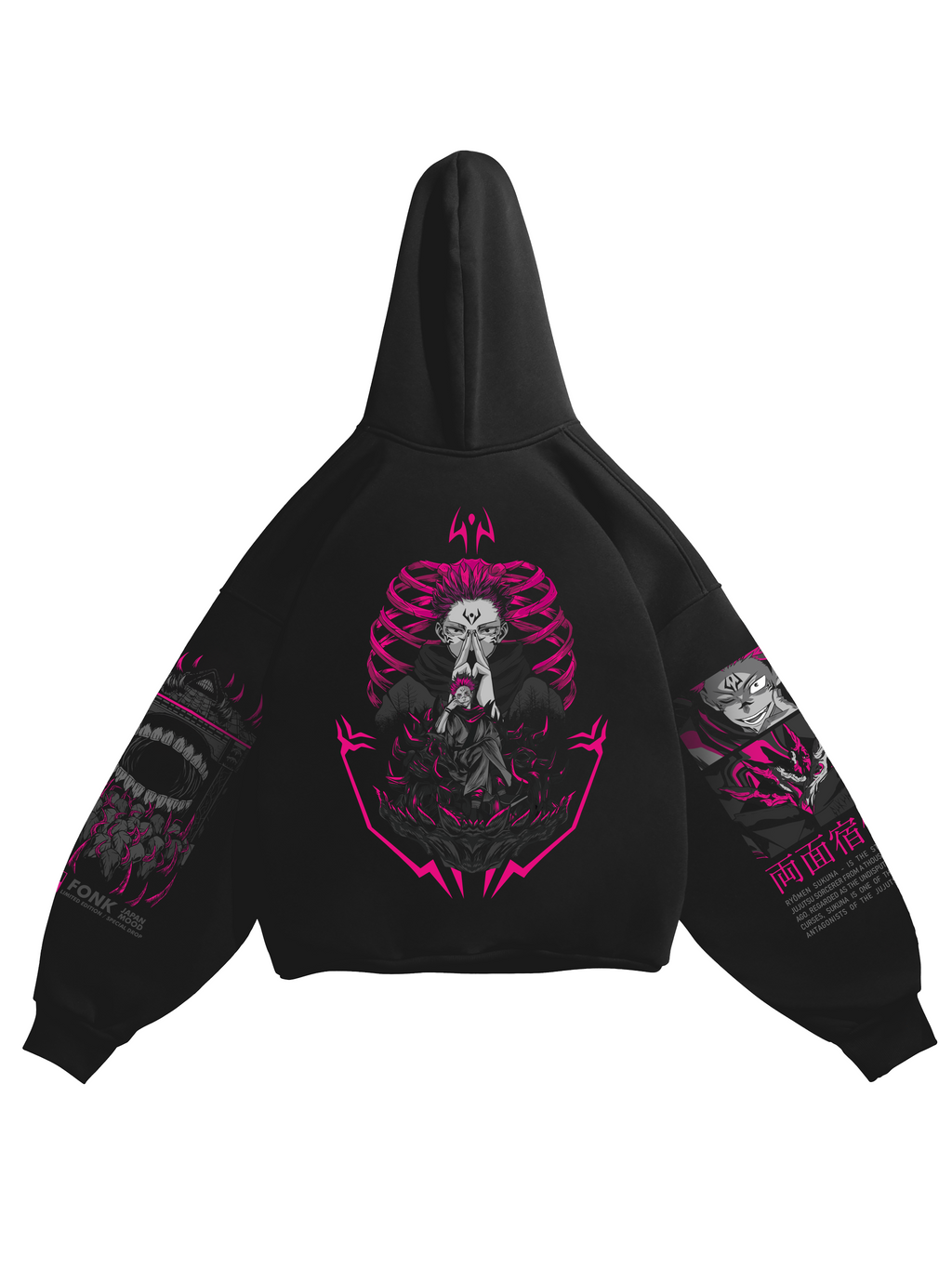 Hoodie Sukuna - Jujutsu Kaisen anime, unisex, black