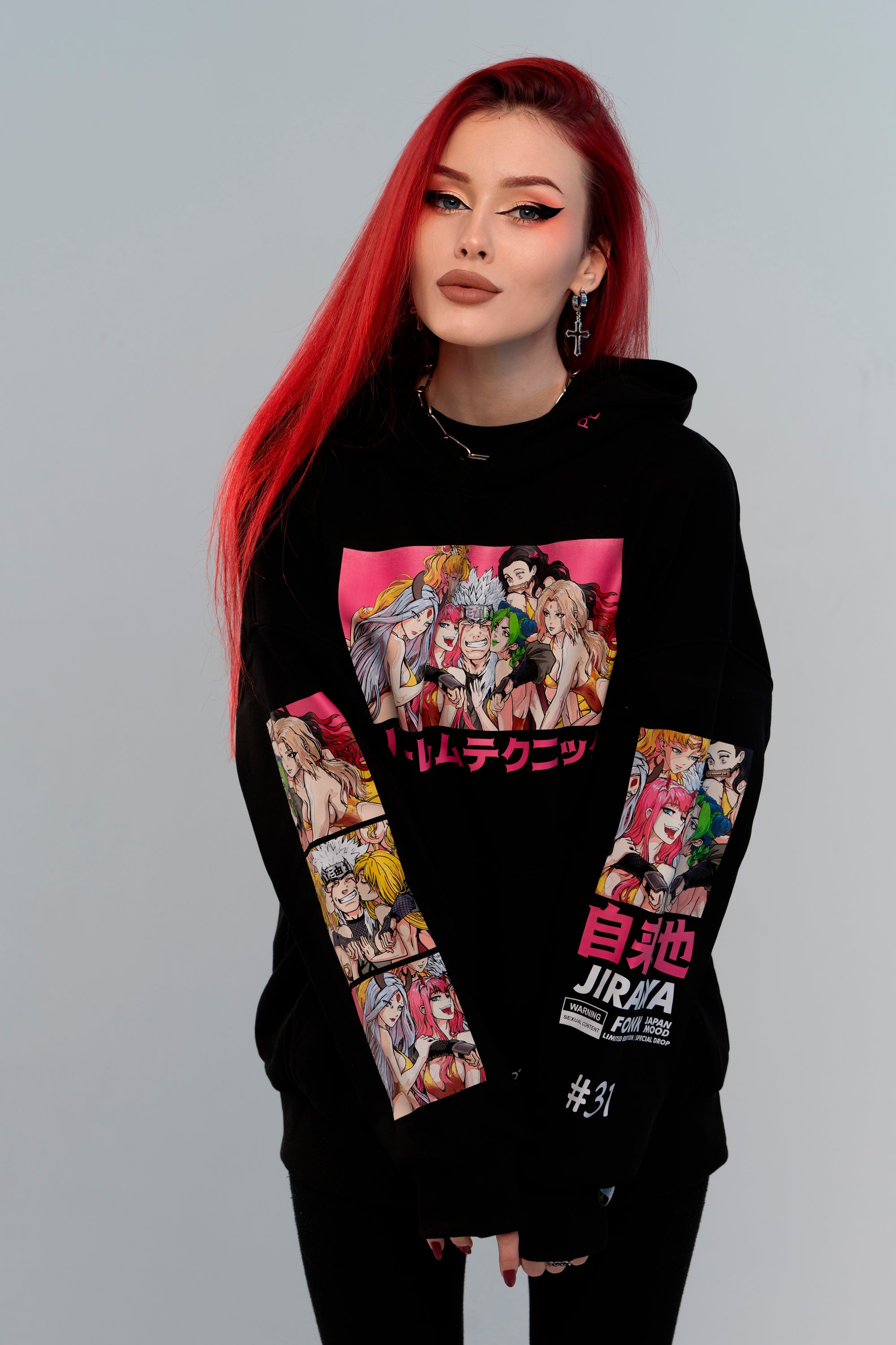 Hoodie Jiraiya - Naruto anime, unisex, black