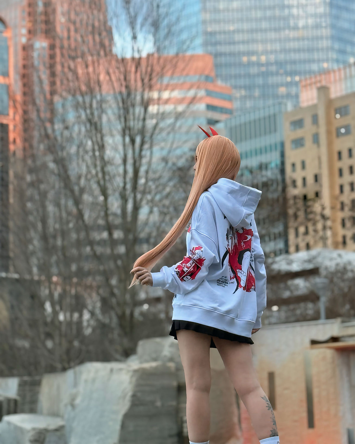 Hoodie Power - Chainsaw Man, unisex, white