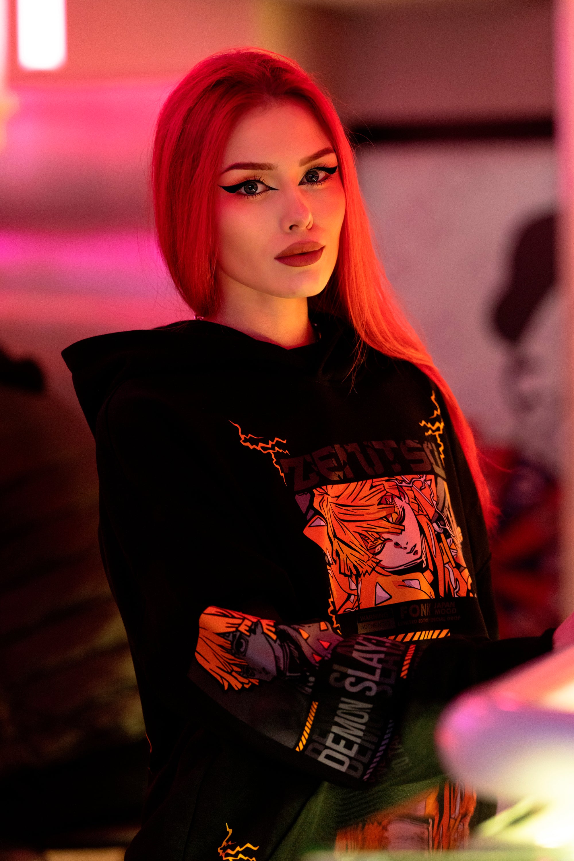 Hoodie Zenitsu - Demon Slayer anime, unisex, black