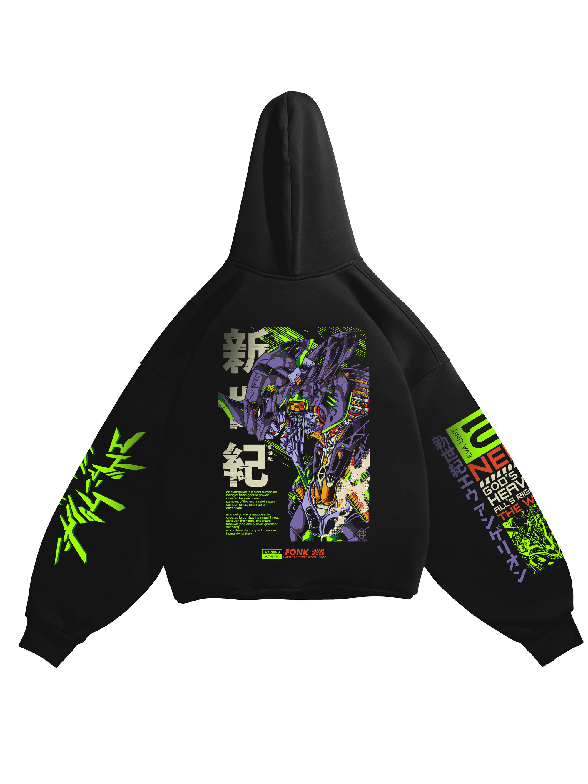 Hoodie Eva-01 - Evangelion anime, unisex, black