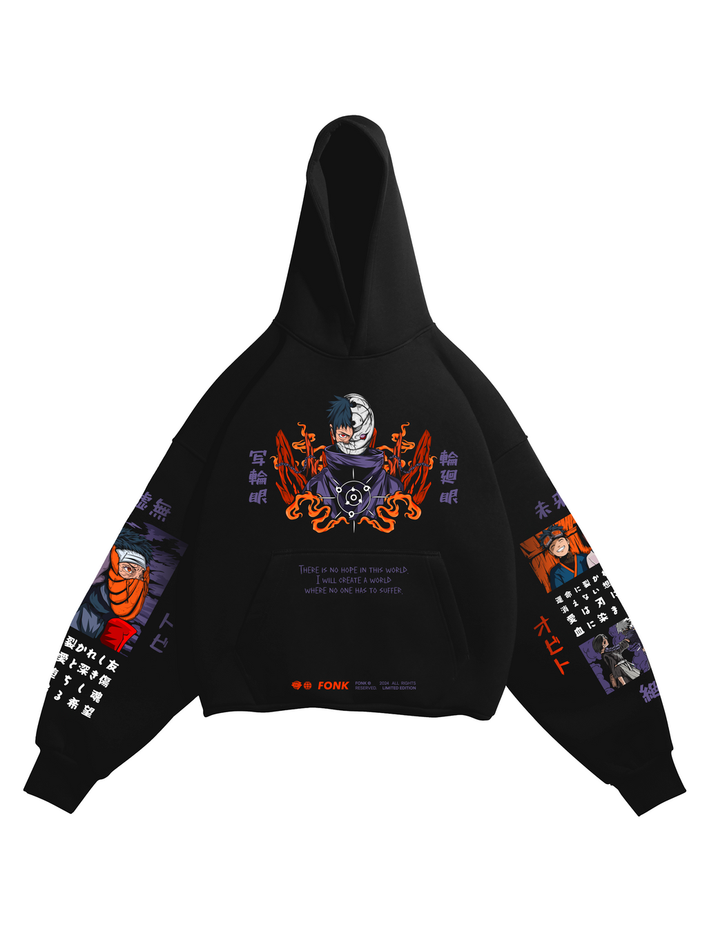 Hoodie Obito - Naruto anime, unisex, black