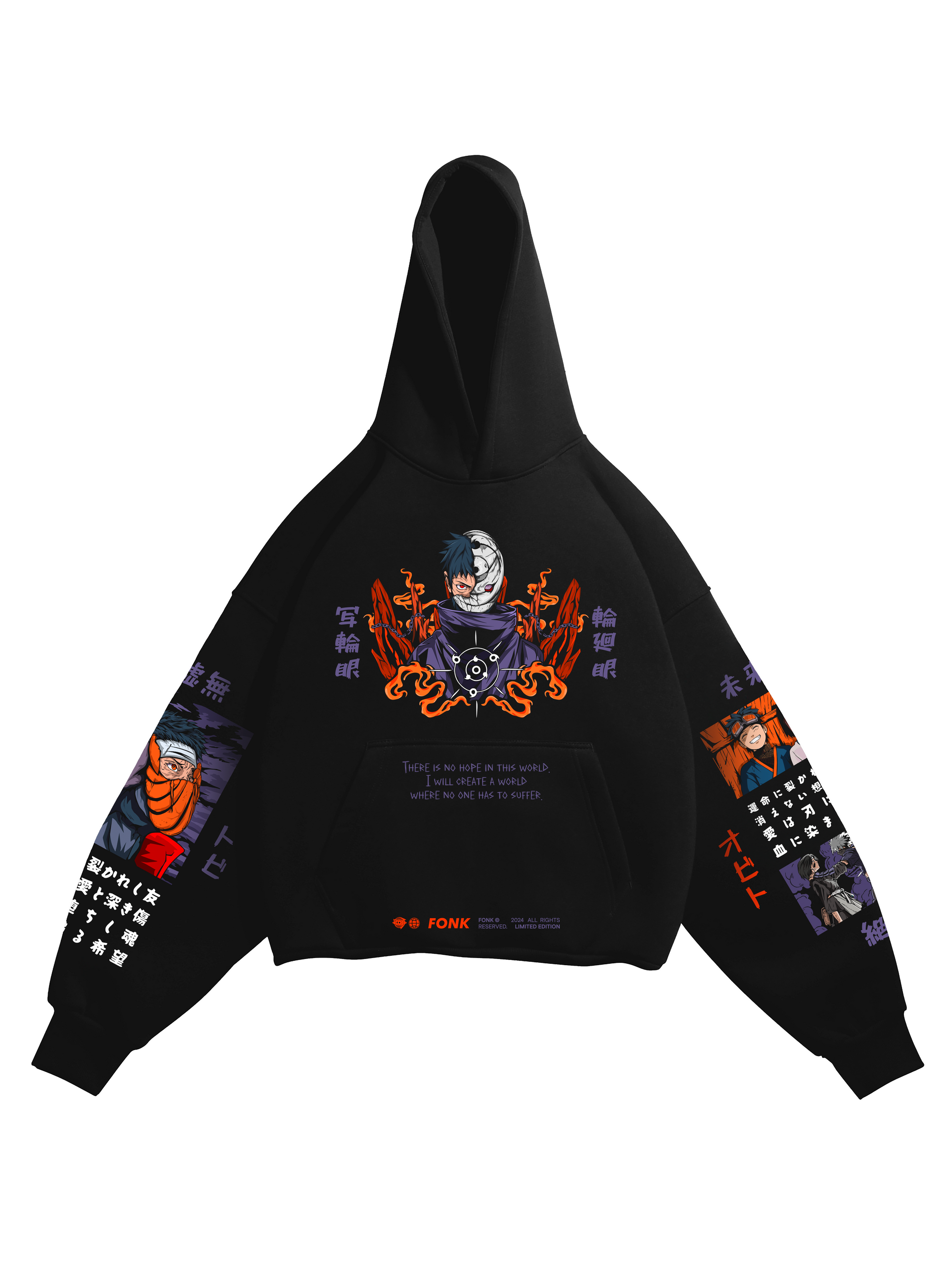 Hoodie Obito - Naruto anime, unisex, black