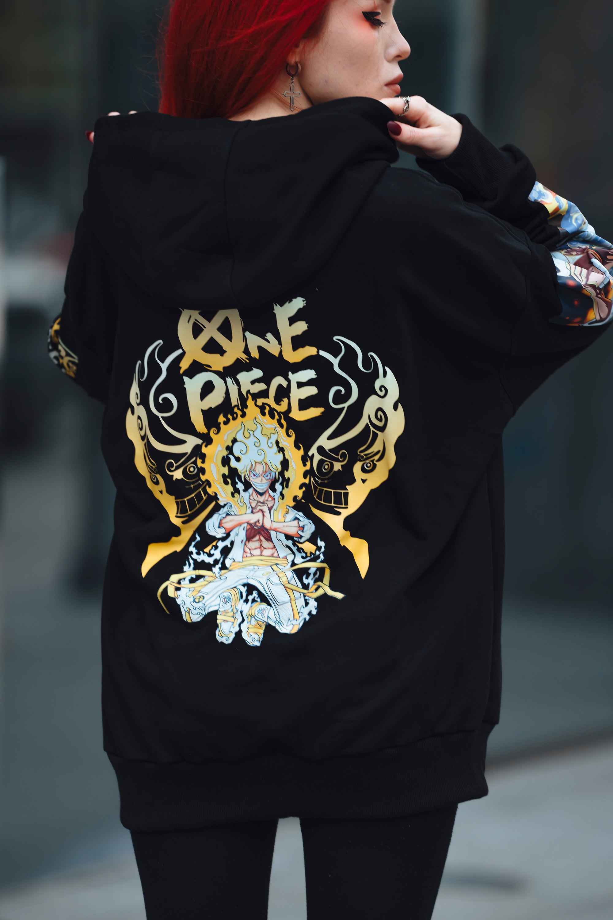 Hoodie Luffy - One Piece anime, unisex, black