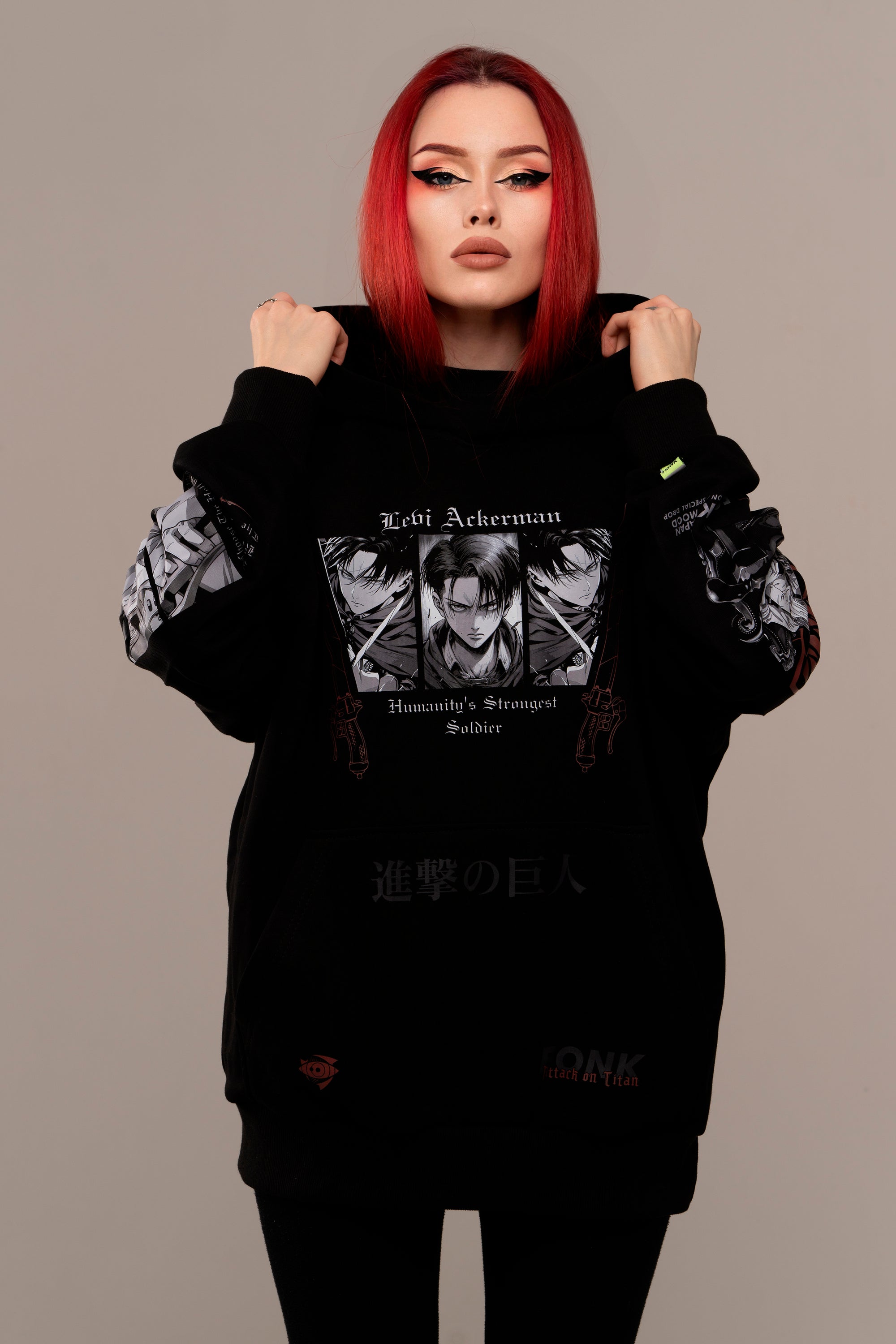 Hoodie Levi Ackerman - AOT anime, unisex, black