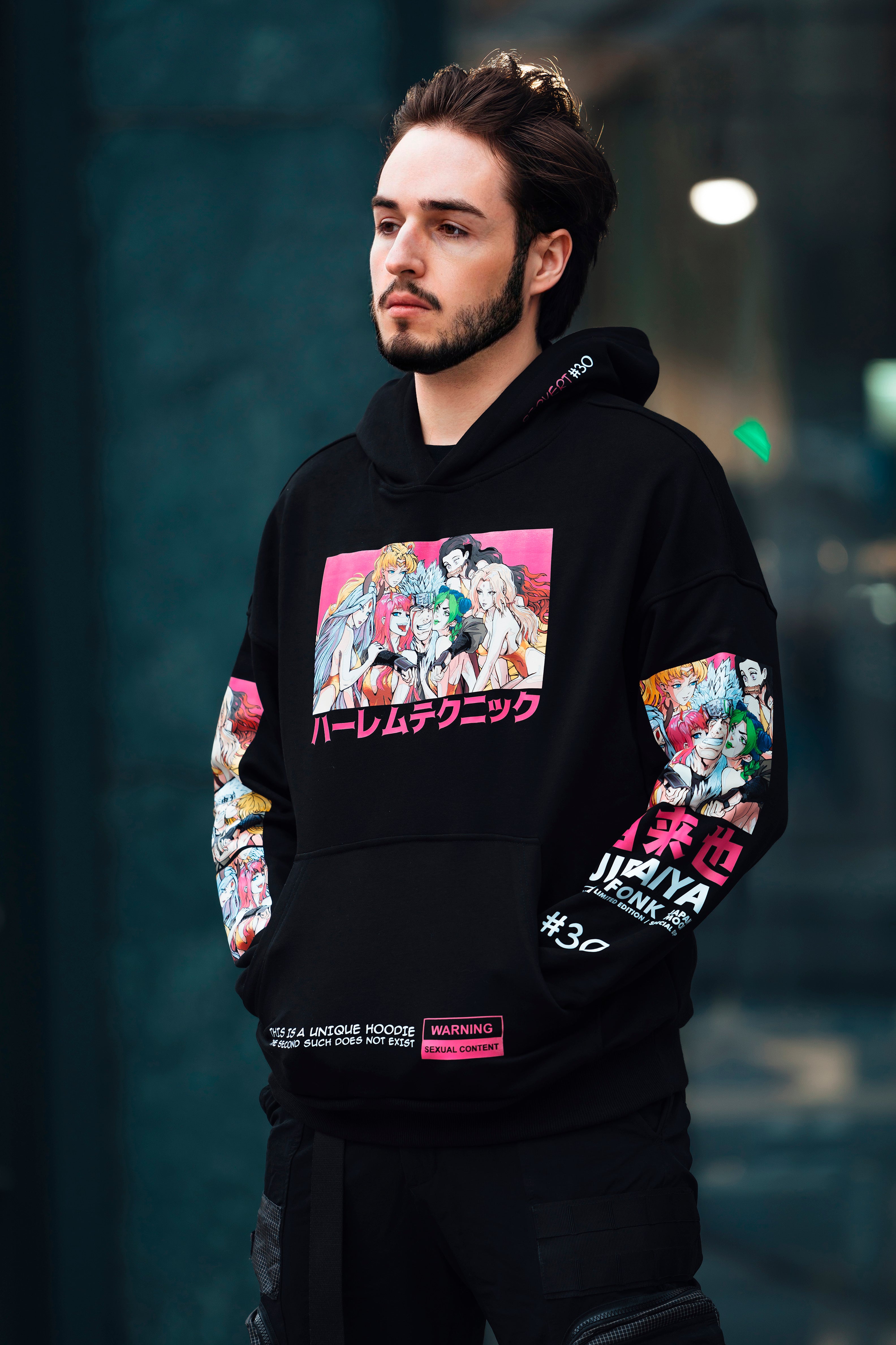 Hoodie Jiraiya - Naruto anime, unisex, black