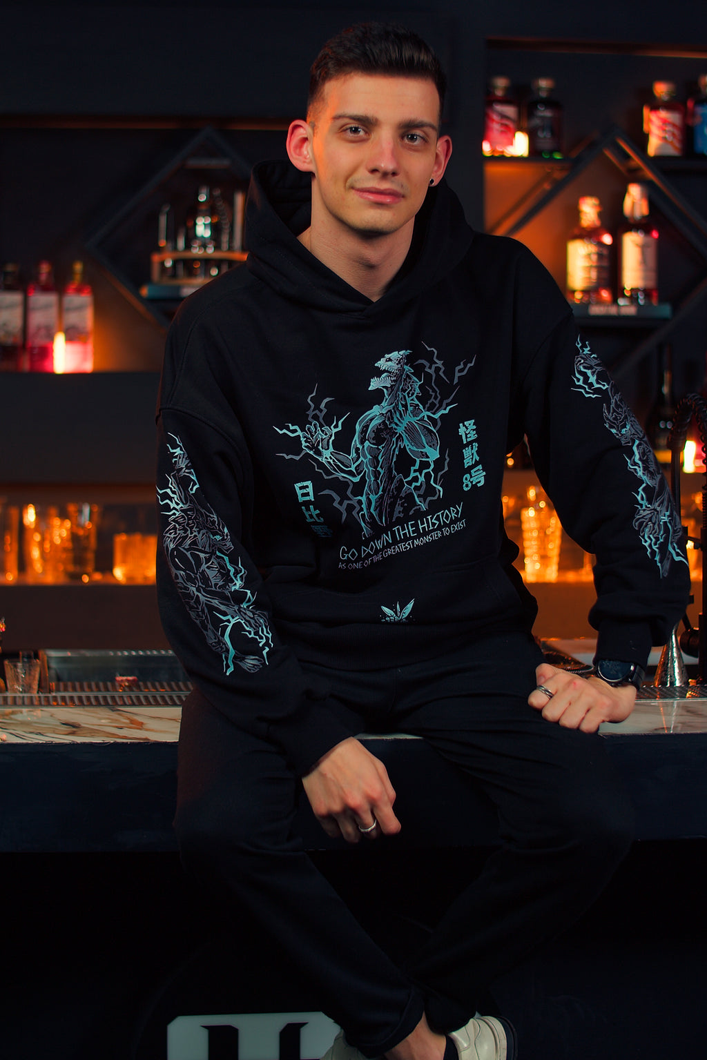 Hoodie Kafka Hibino - Kaiju №8 anime, unisex, black
