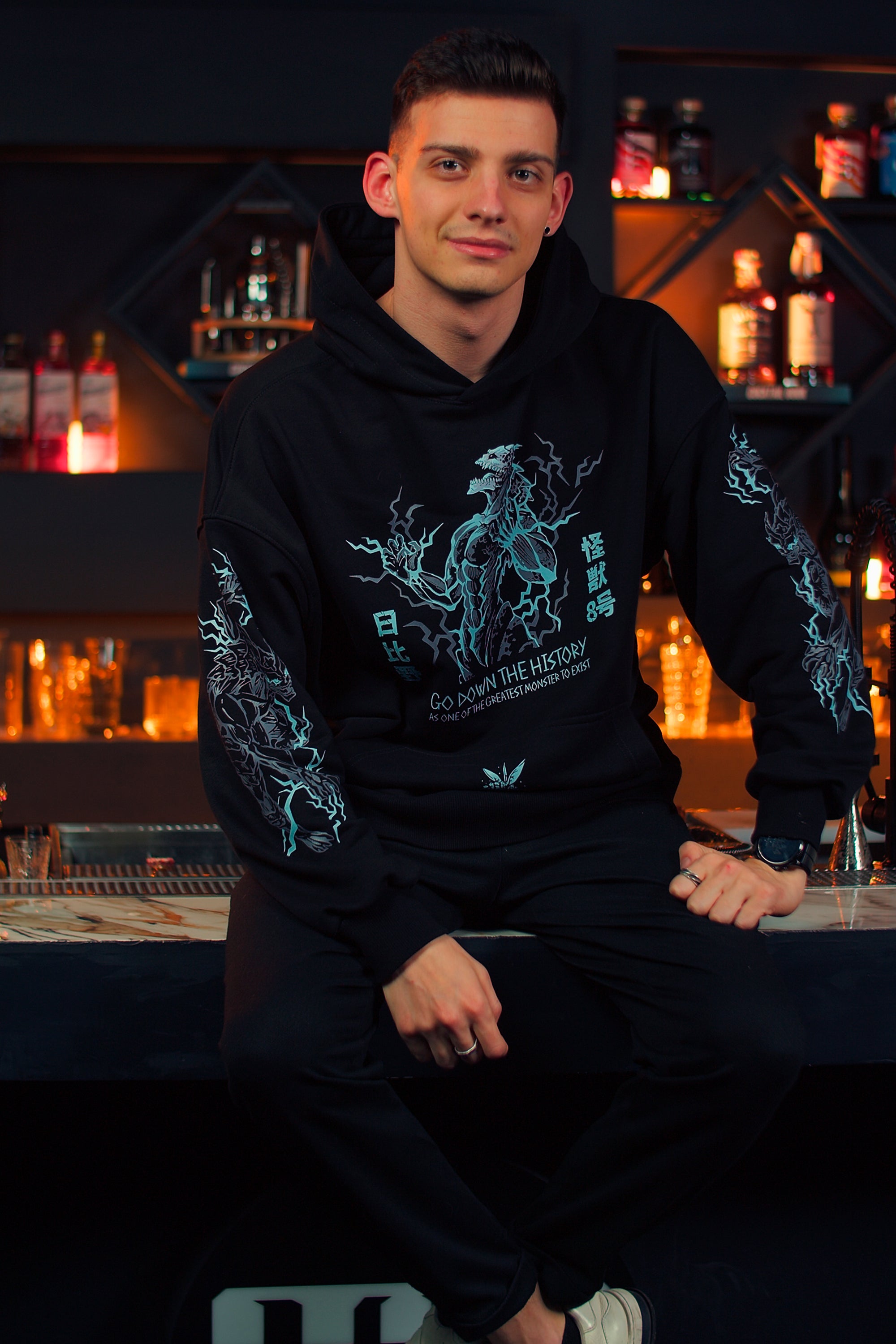 Hoodie Kafka Hibino - Kaiju №8 anime, unisex, black