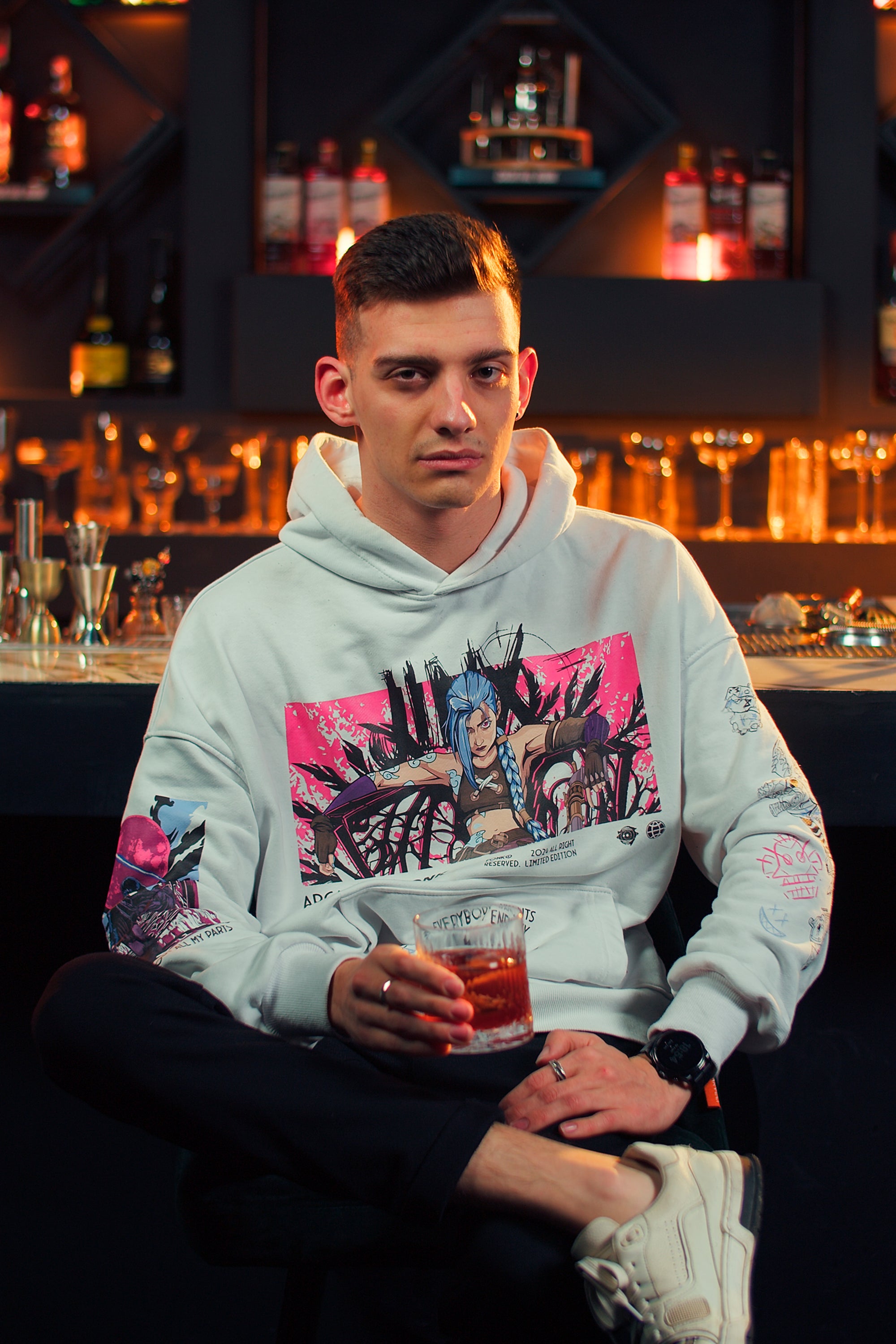Hoodie Jinx - Arcane, unisex, white
