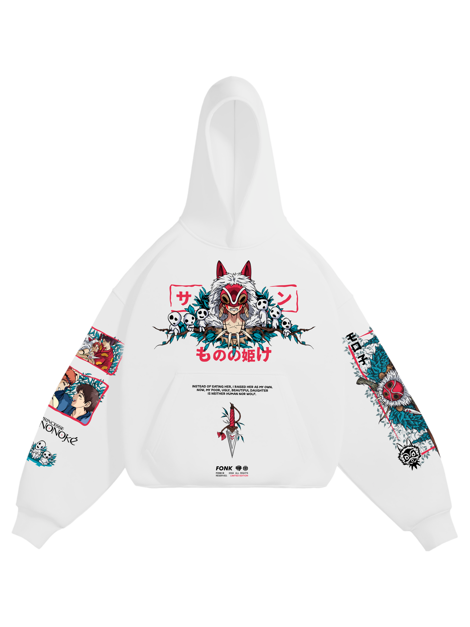 Hoodie San - Princess Mononoke anime, unisex, white