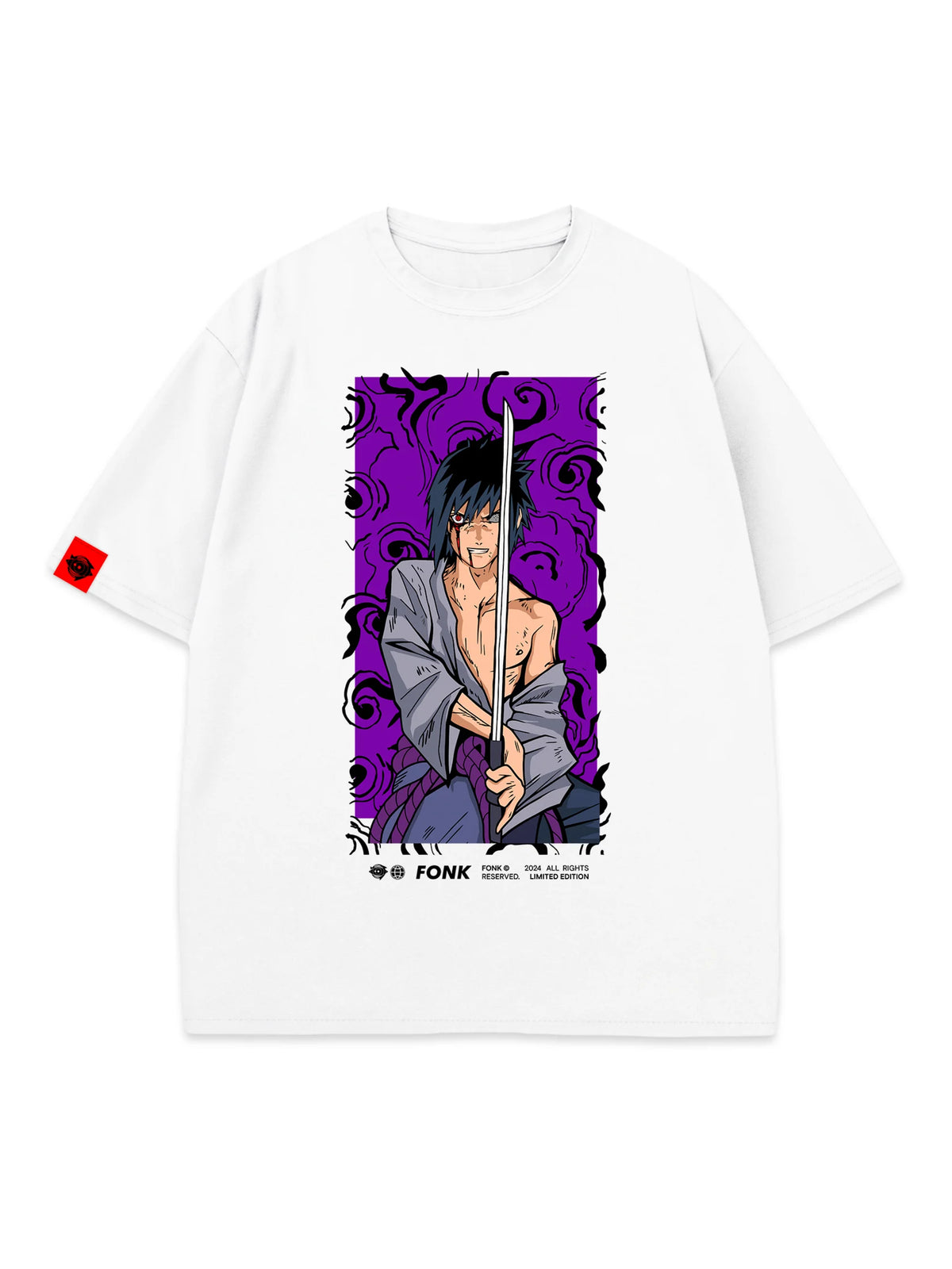 T-SHIRT Sasuke - Naruto anime, unisex, white