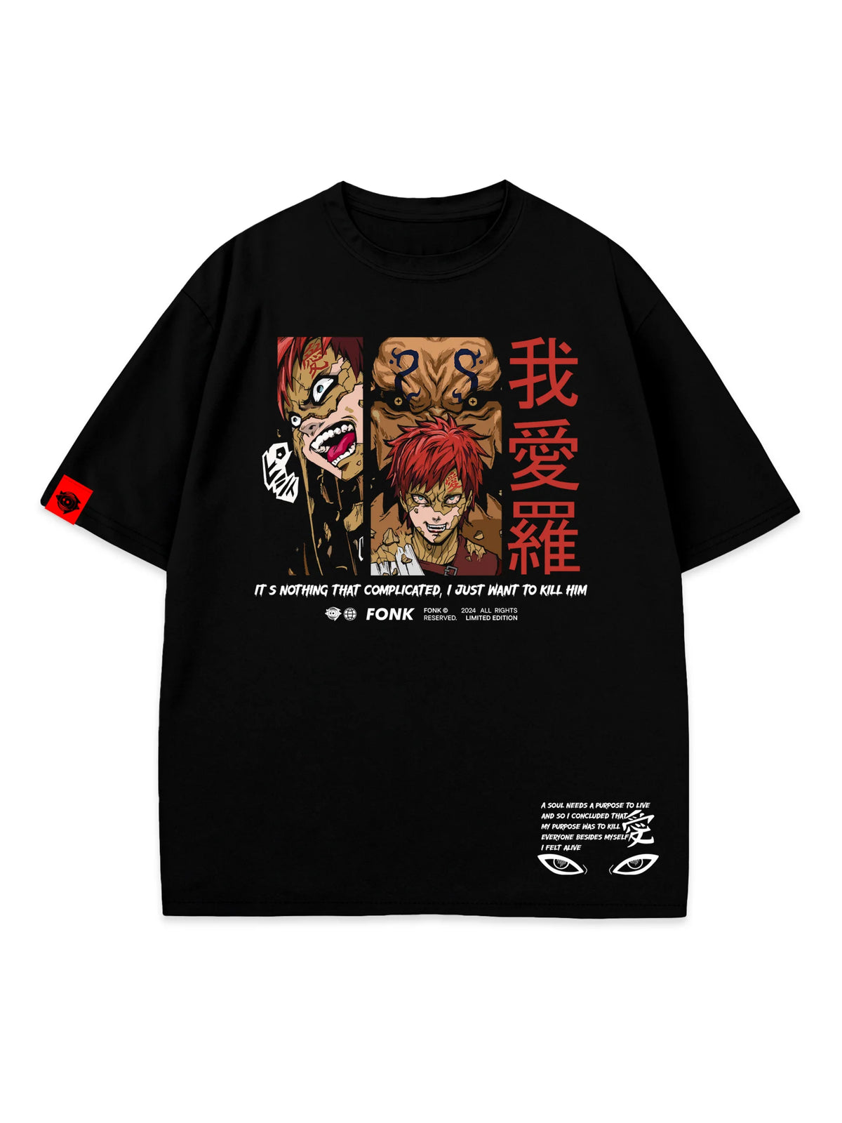 T-SHIRT SAND - Naruto anime, unisex, black