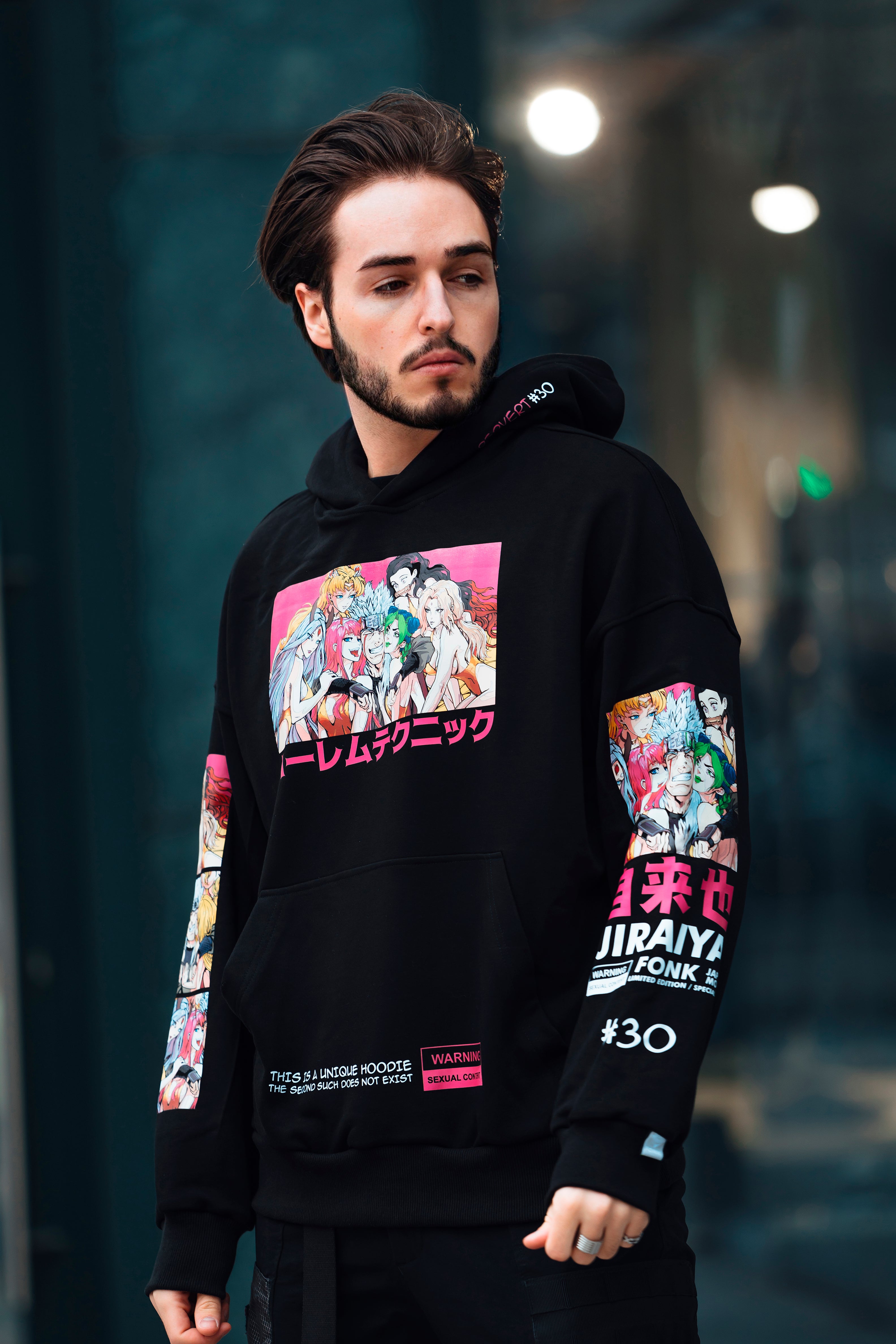 Hoodie Jiraiya - Naruto anime, unisex, black