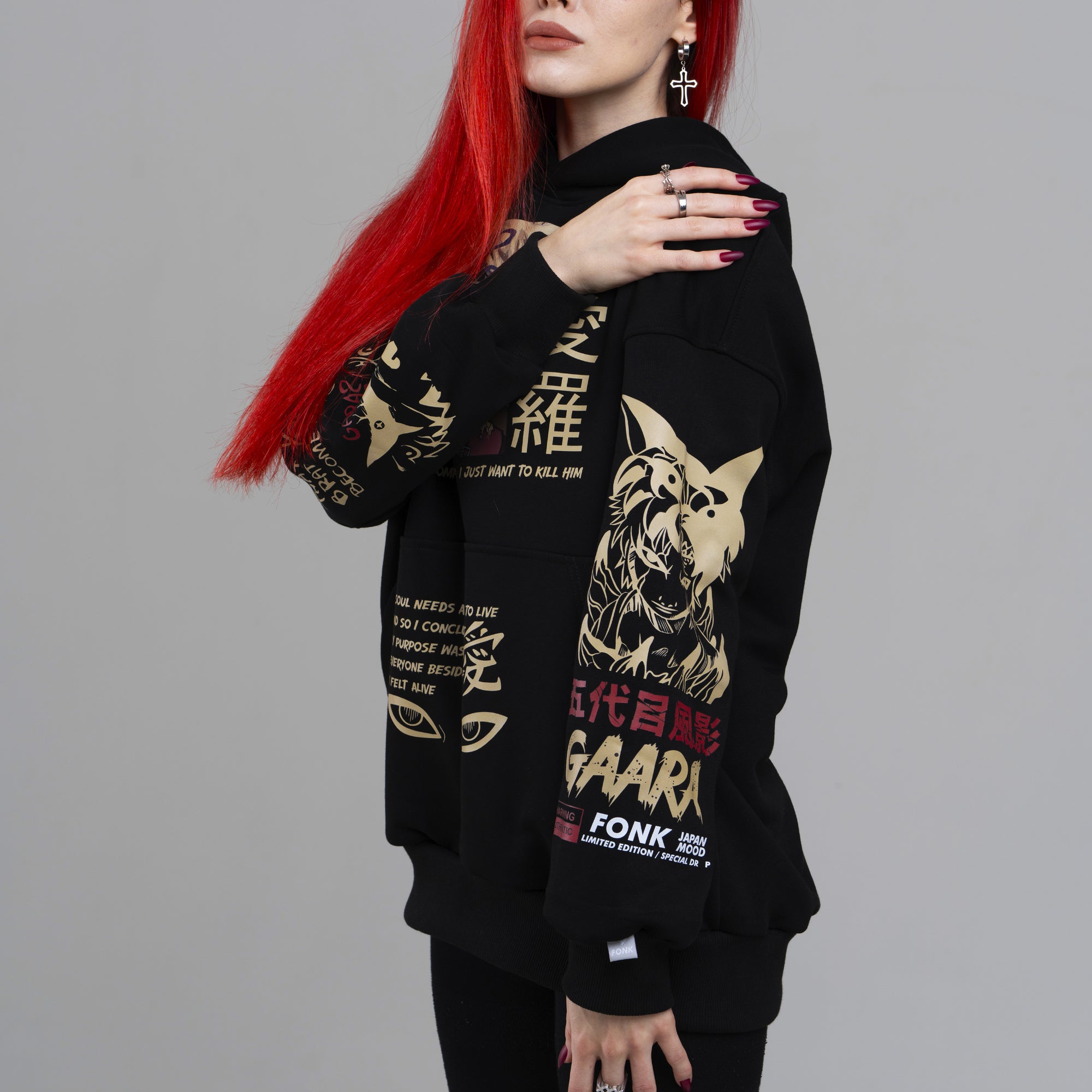 Hoodie Gaara - Naruto anime, unisex, black