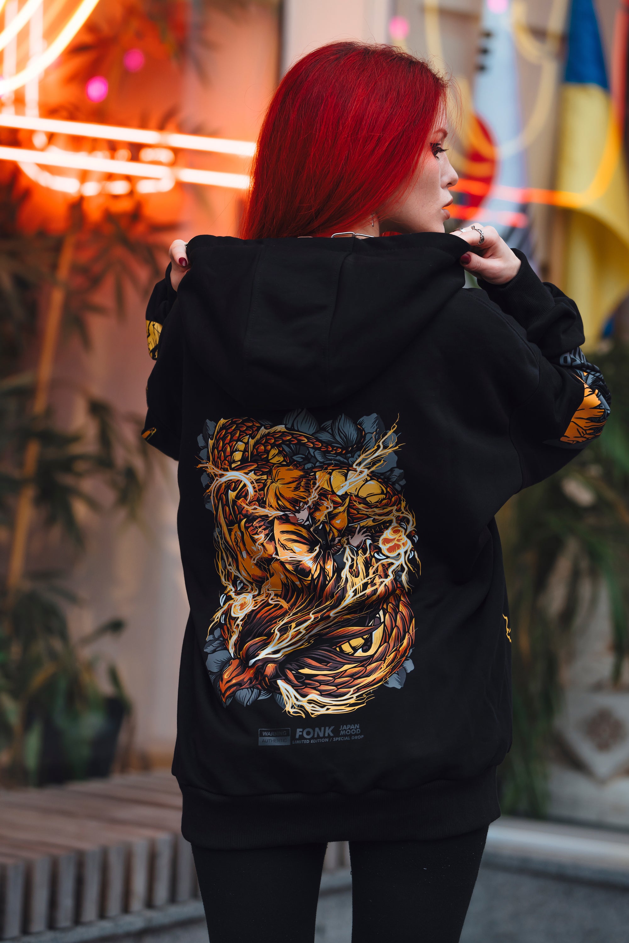 Hoodie Zenitsu - Demon Slayer anime, unisex, black