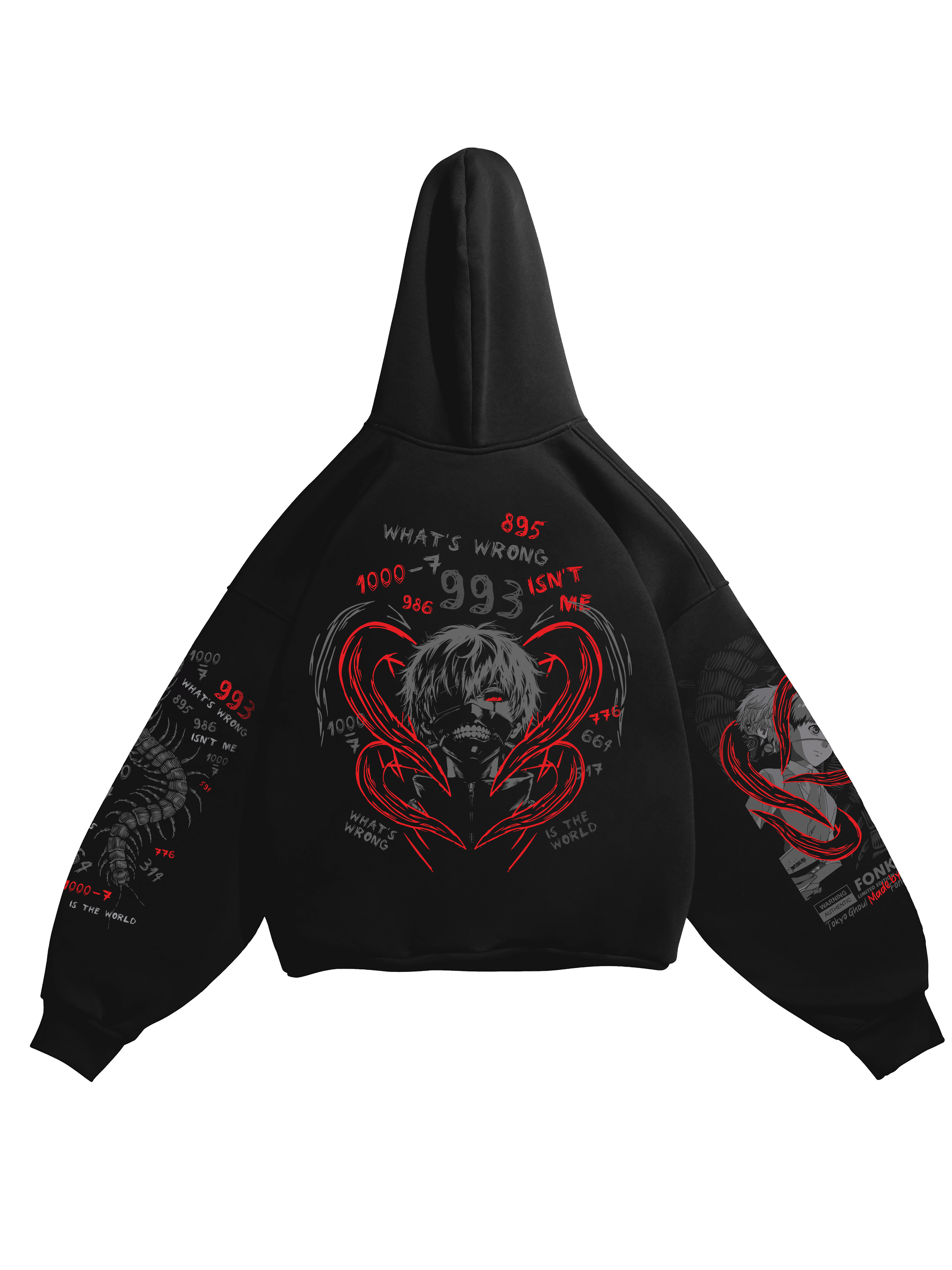 Hoodie Ken Kaneki - Tokyo Ghoul anime, unisex, black