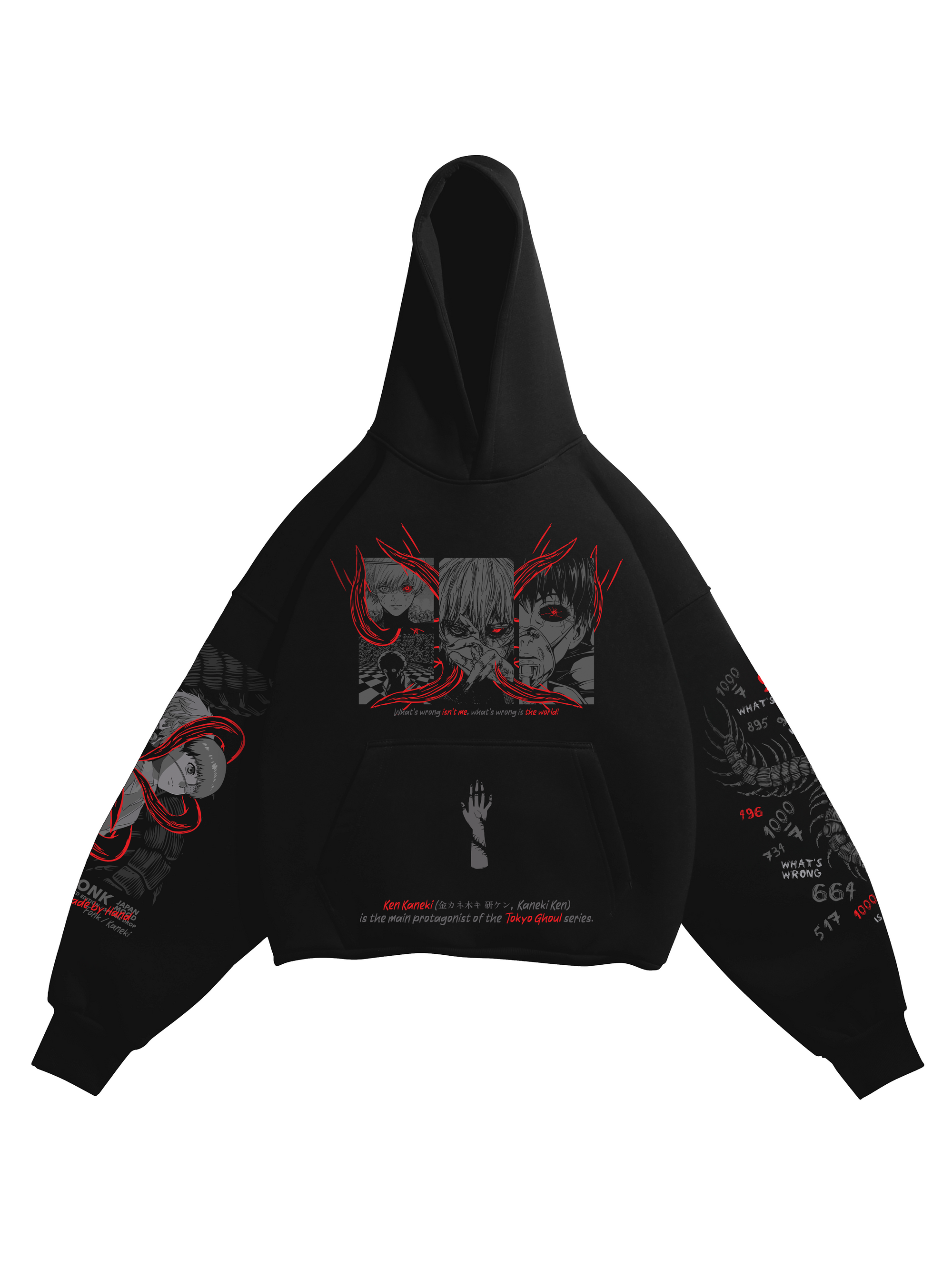 Hoodie Ken Kaneki - Tokyo Ghoul anime, unisex, black