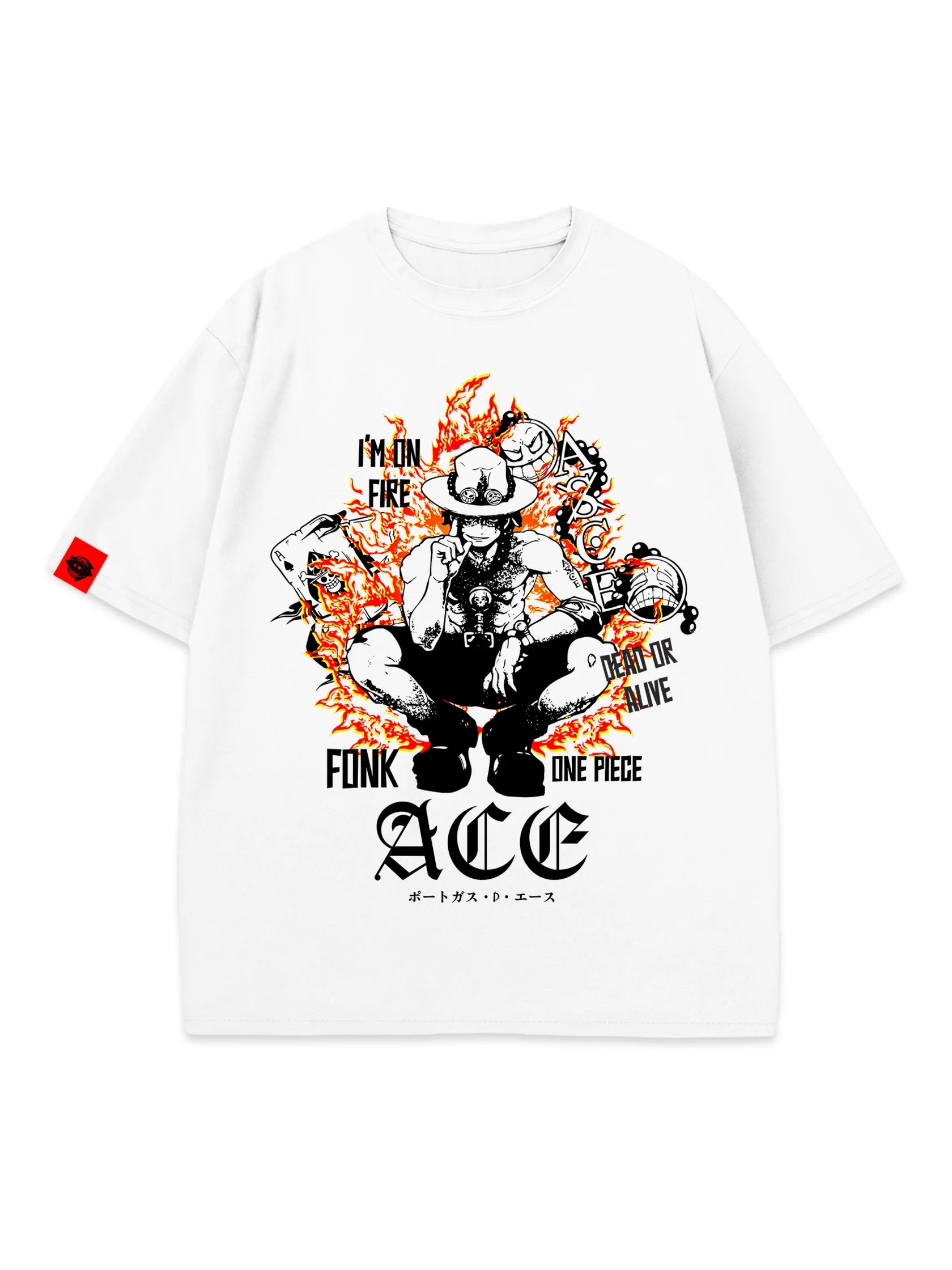 T-SHIRT Portgas D. Ace - One Piece anime, unisex, white
