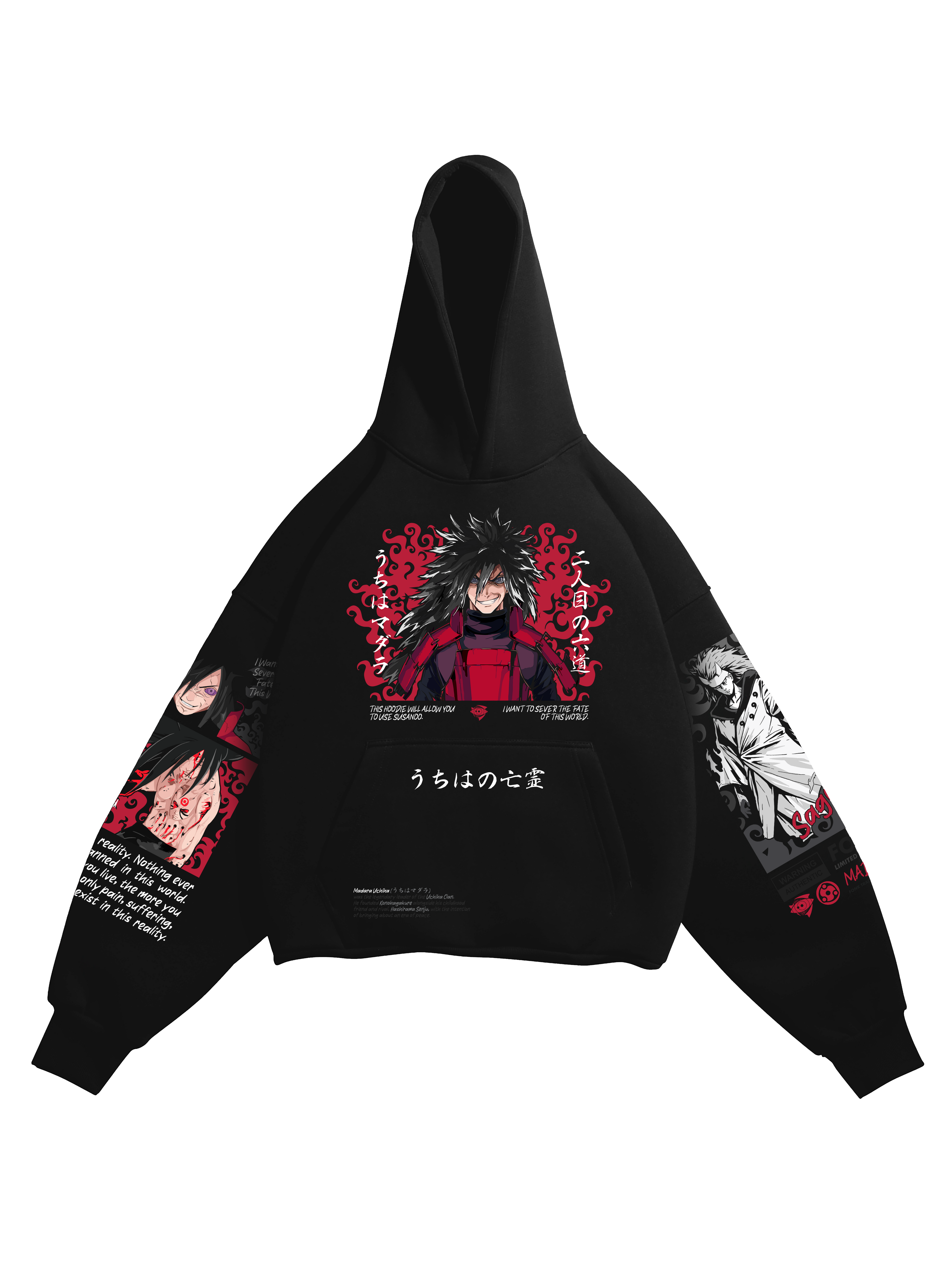 Hoodie Madara - Naruto anime, unisex, black