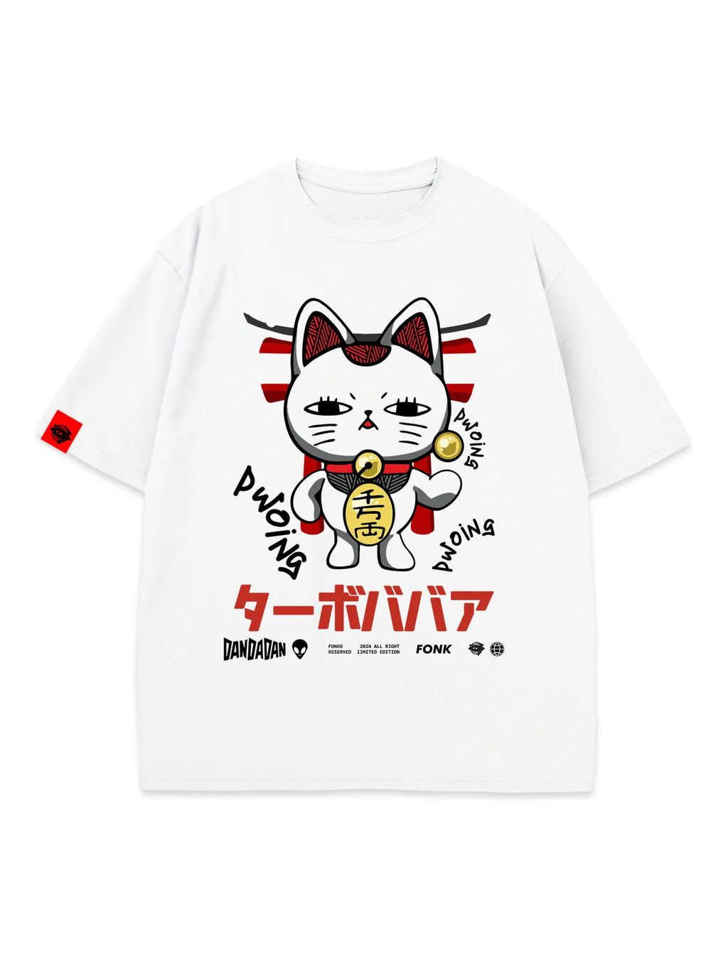 T-SHIRT Maneki-neko Granny - DanDaDan anime, unisex, white