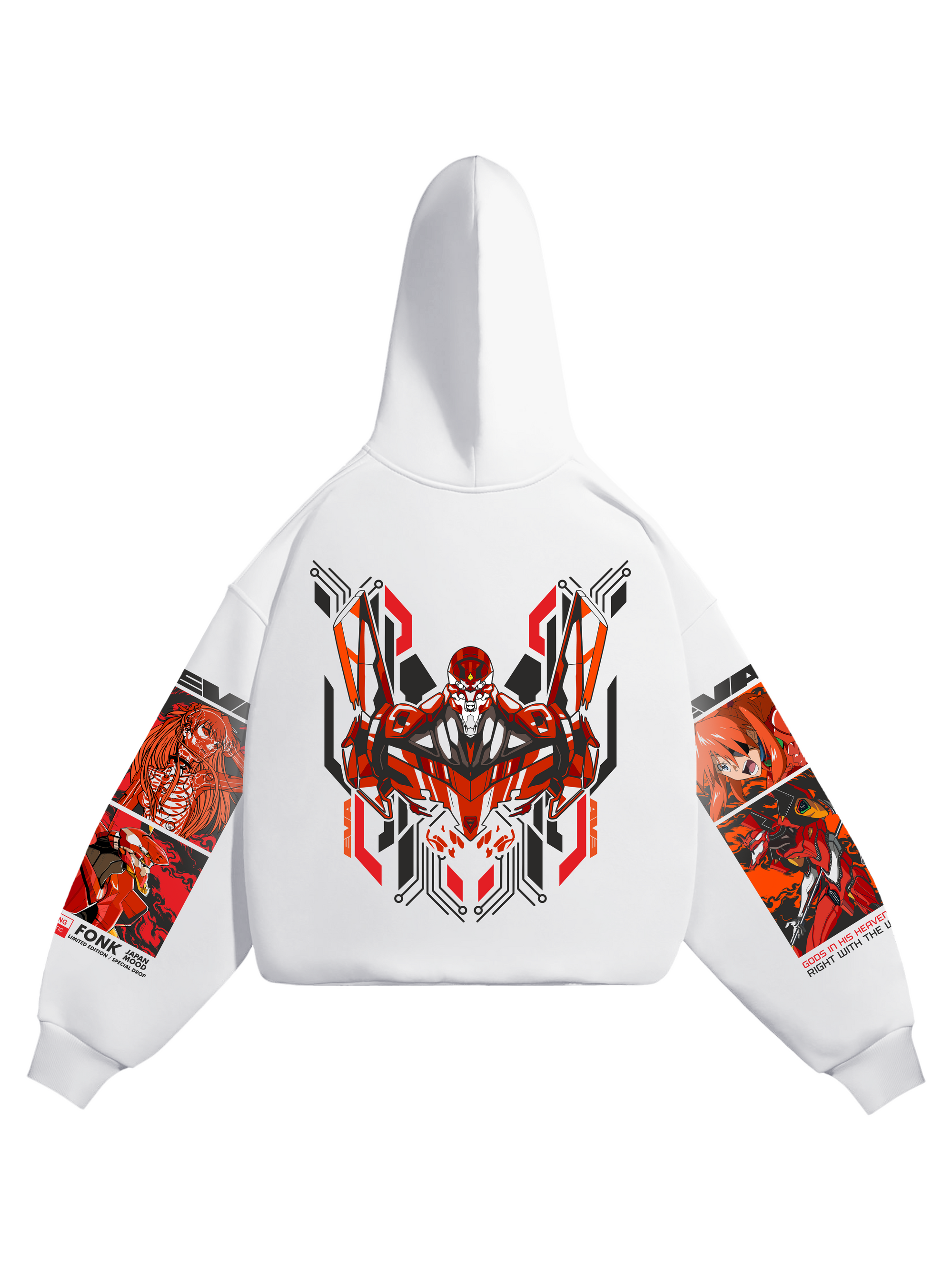 Hoodie Eva-02, Asuka Langley - Evangelion anime, unisex, white