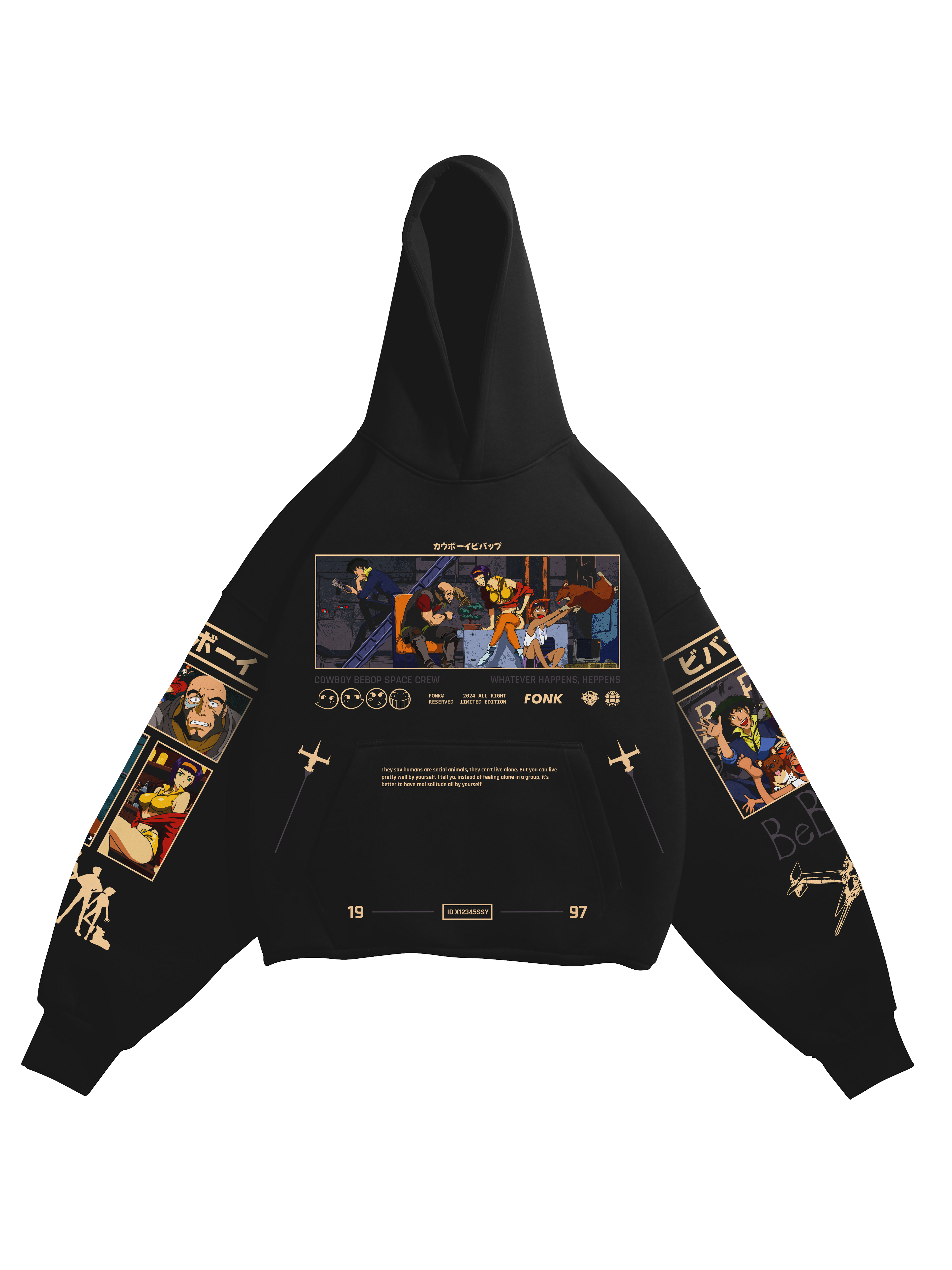 Hoodie Space Crew - Cowboy Bebop anime, unisex, black