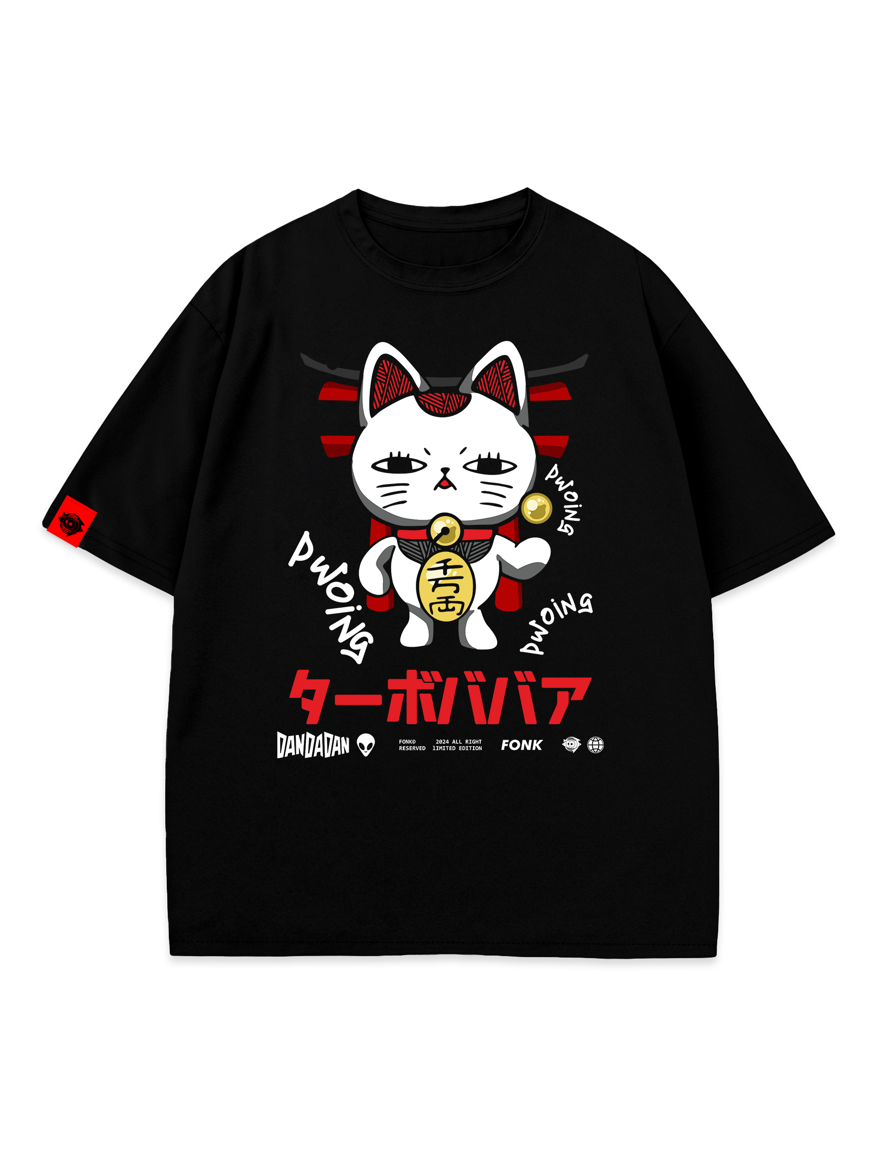 T-SHIRT Maneki-neko Granny - DanDaDan anime, unisex, black