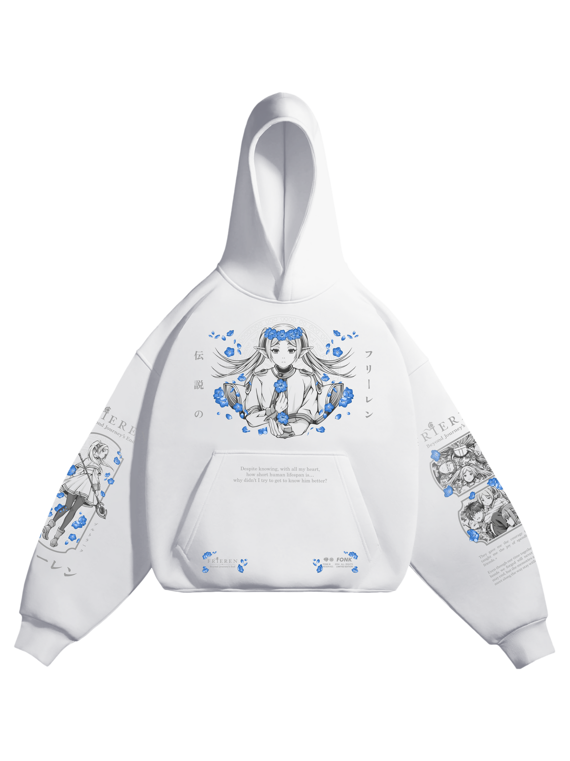 Hoodie Memories - Frieren anime, unisex, white