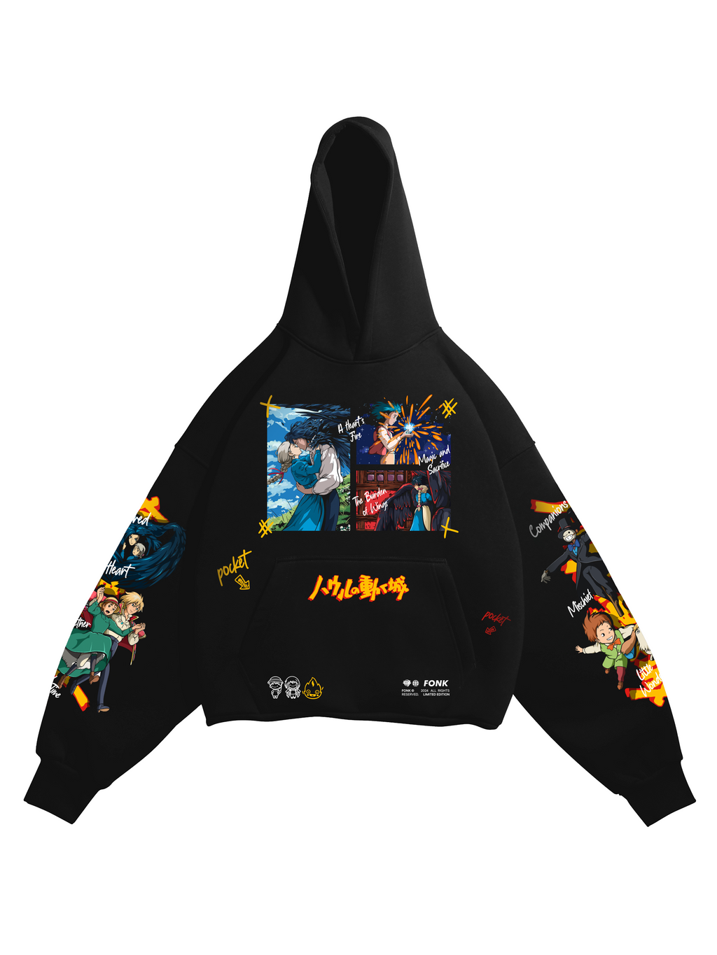 Hoodie Moving Castle - Howl's Moving Castle anime, unisex, black