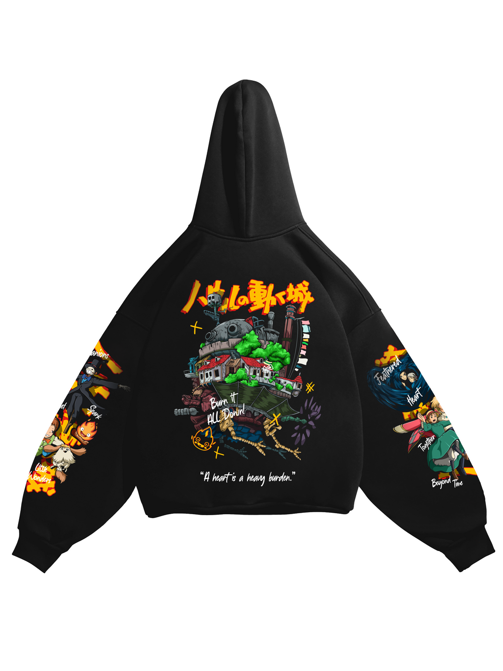 Hoodie Moving Castle - Howl's Moving Castle anime, unisex, black