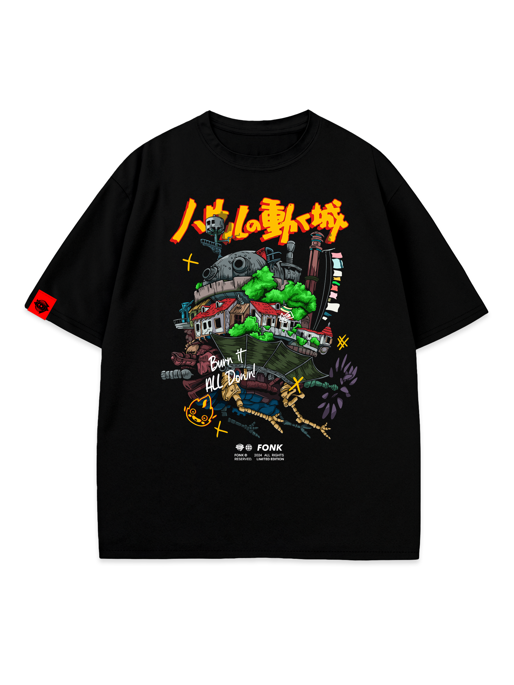 T-SHIRT The Castle - Howl's Moving Castle anime, unisex, black